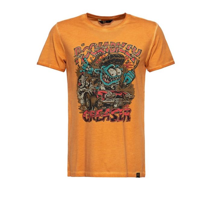 KingKerosin T-Shirt Rockabilly Greaser Oil Wash mit Monster-Print
