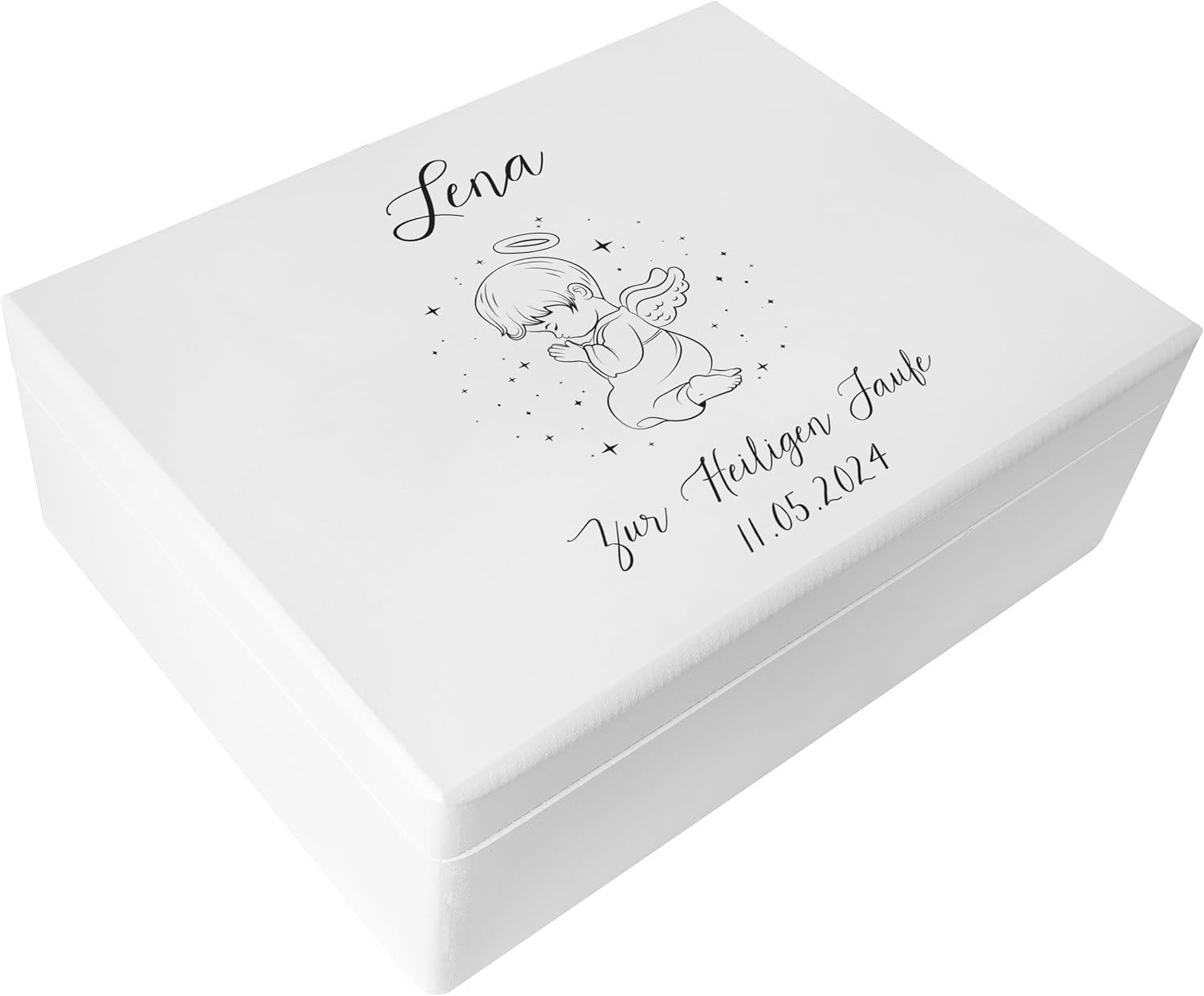 Creative Deco Holzkiste Taufe Geschenk, Weiß, 40 x 30 x 14 cm