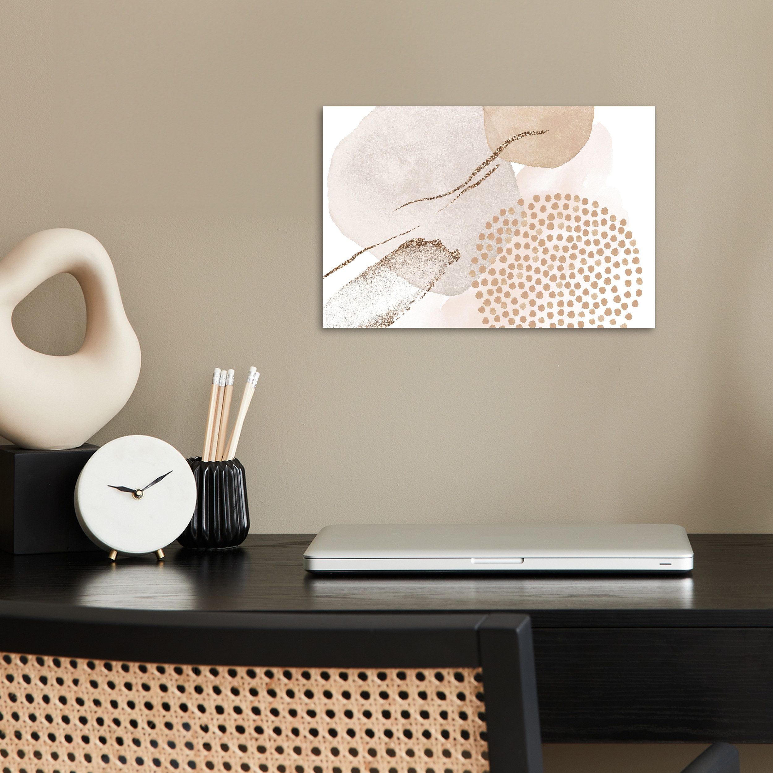 MuchoWow Poster Aquarell - Beige - Pastell - Modern - Abstrakt, (1 St), Poster ohne Rahmen, Wandbild, Wandposter, 30x20 cm