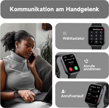 BingoFit Smartwatch (1,83 Zoll, Android iOS), Damen herren telefonfunktion pulsuhr schrittzähler blutsauerstoff