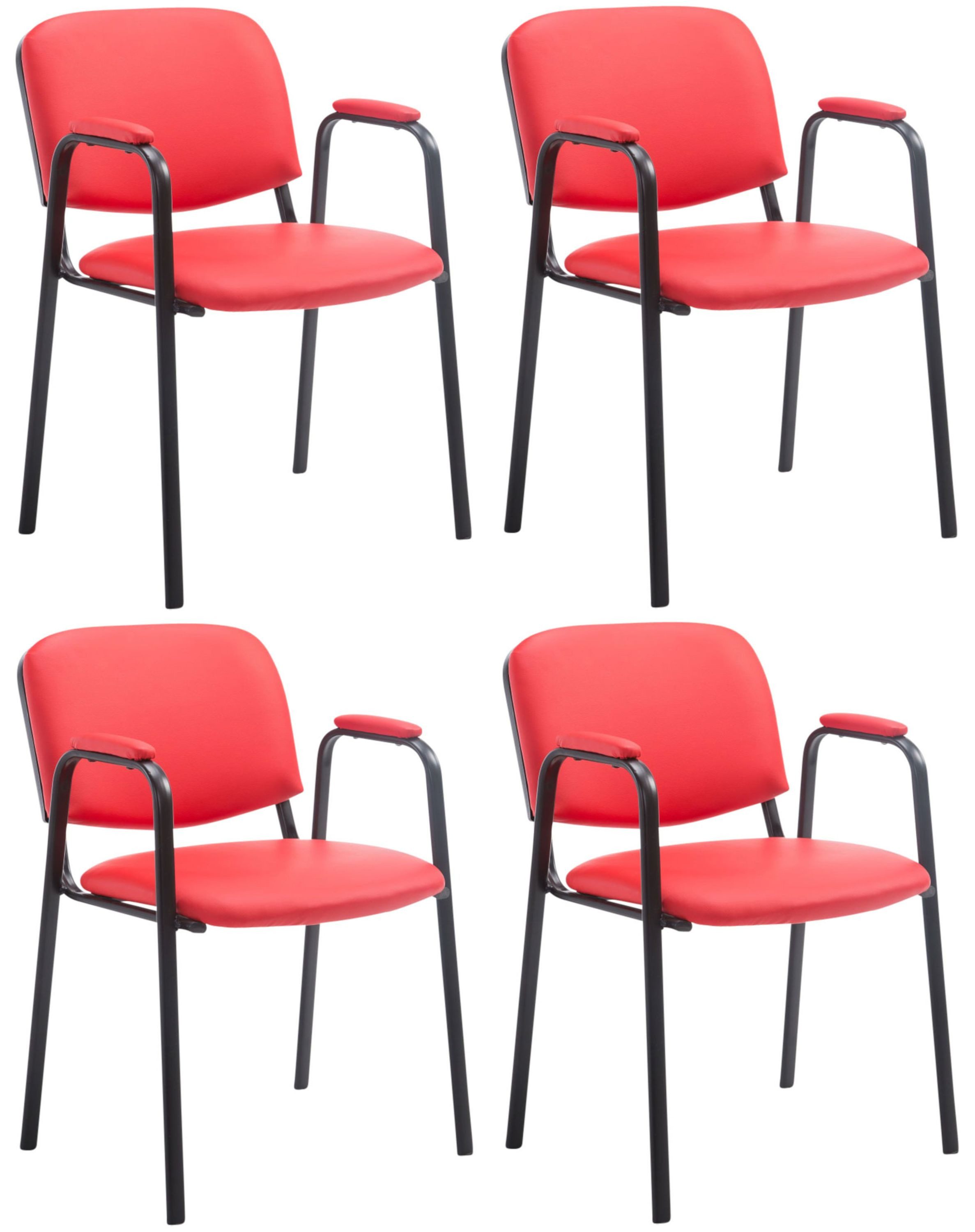 CLP Besucherstuhl Ken PRO Kunstleder (4er Set), stapelbar, Kunstleder, Armlehnen