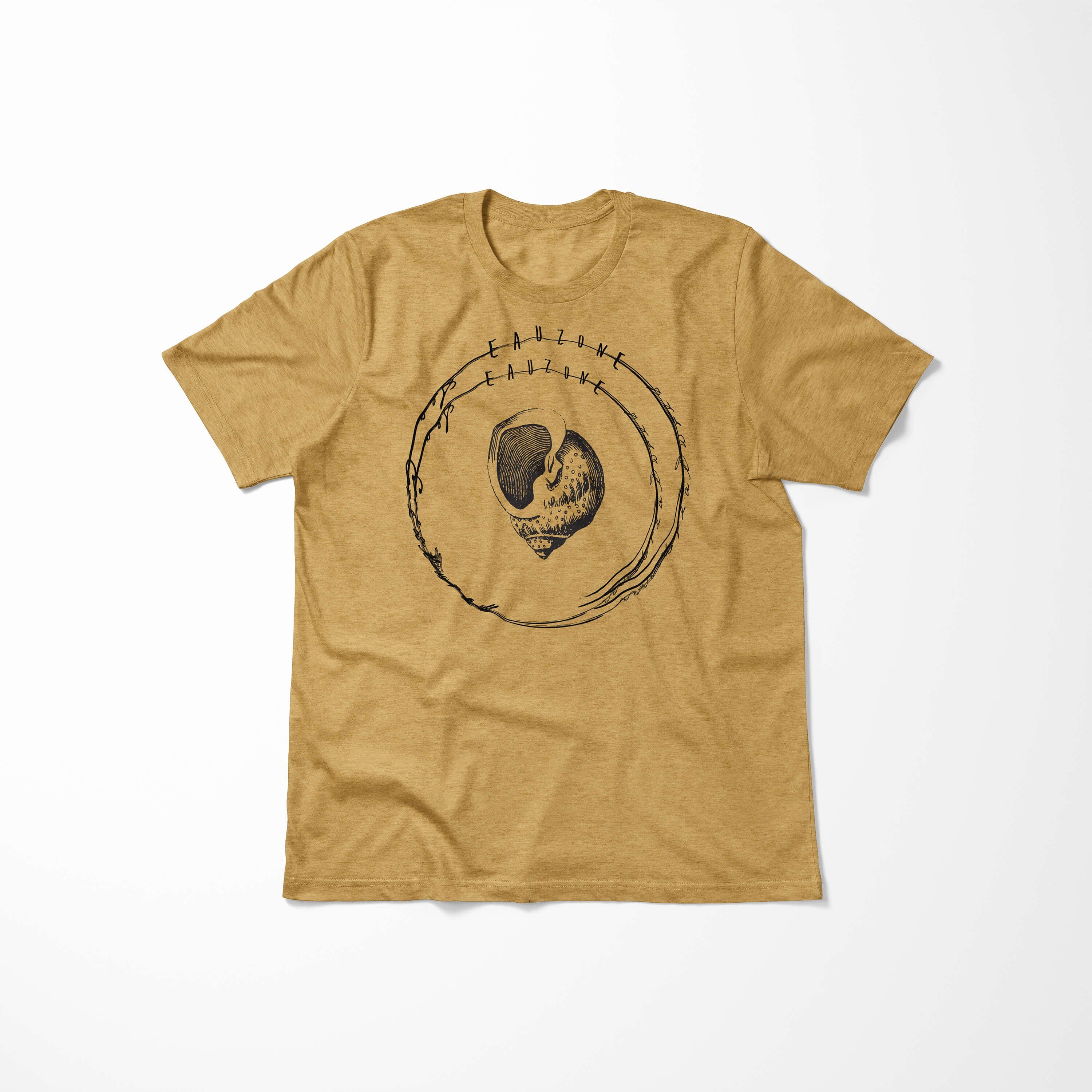 Struktur und Serie: 040 Creatures, Sea Schnitt T-Shirt Antique feine Fische Sea Tiefsee Gold T-Shirt / - sportlicher Sinus Art