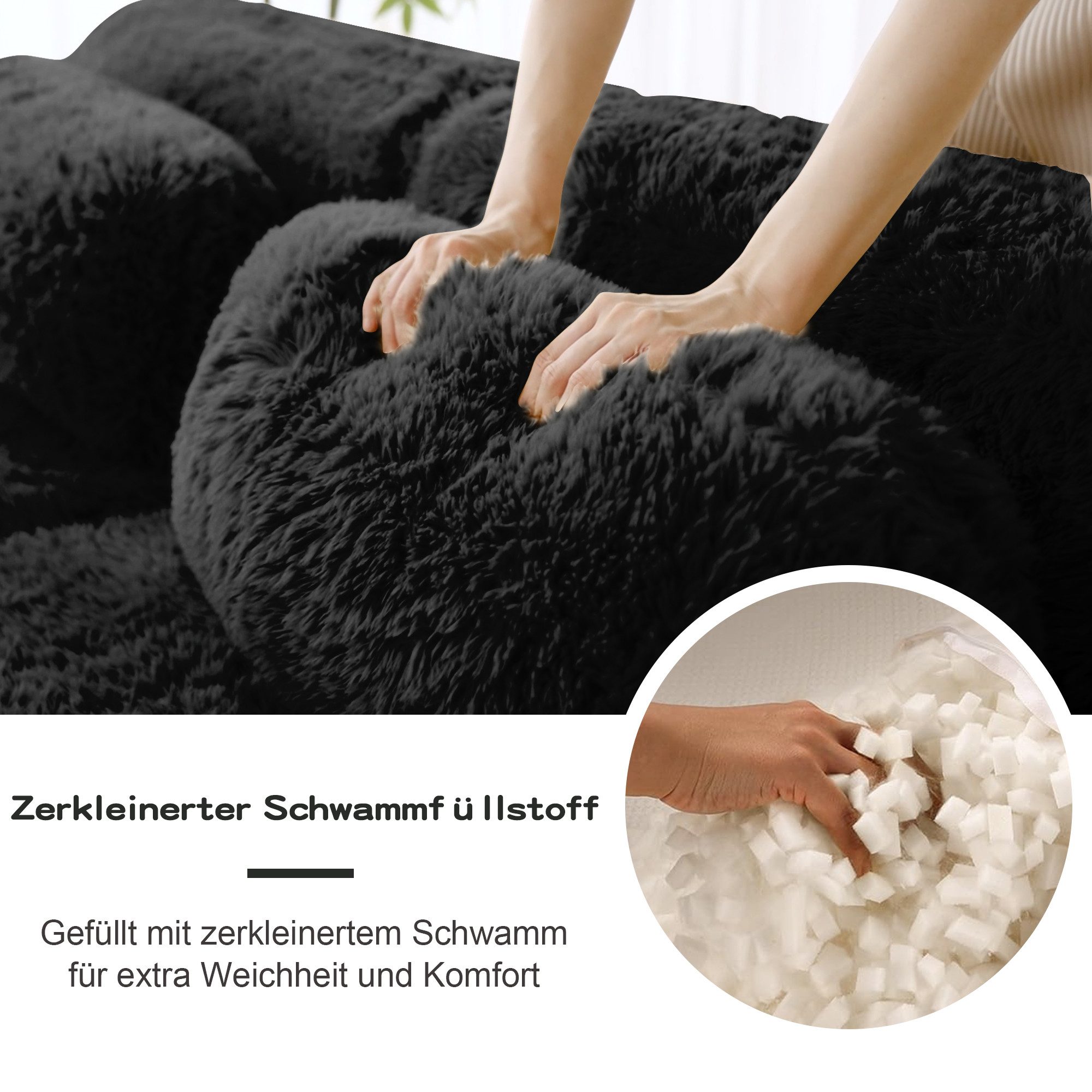 Odikalo Sofa Ecksofa Schlafsofa Modulares Sofa, Plüschstoff, 2-Sitzer Sofa, Plüschstoff, rahmenloses modulares Design, frei kombinierbar, mit Kissen. Weich, hochelastischer Schaumstoff, rutschfester Boden, geeignet für Wohnzimmer, Schlafzimmer, Arbeitszimmer