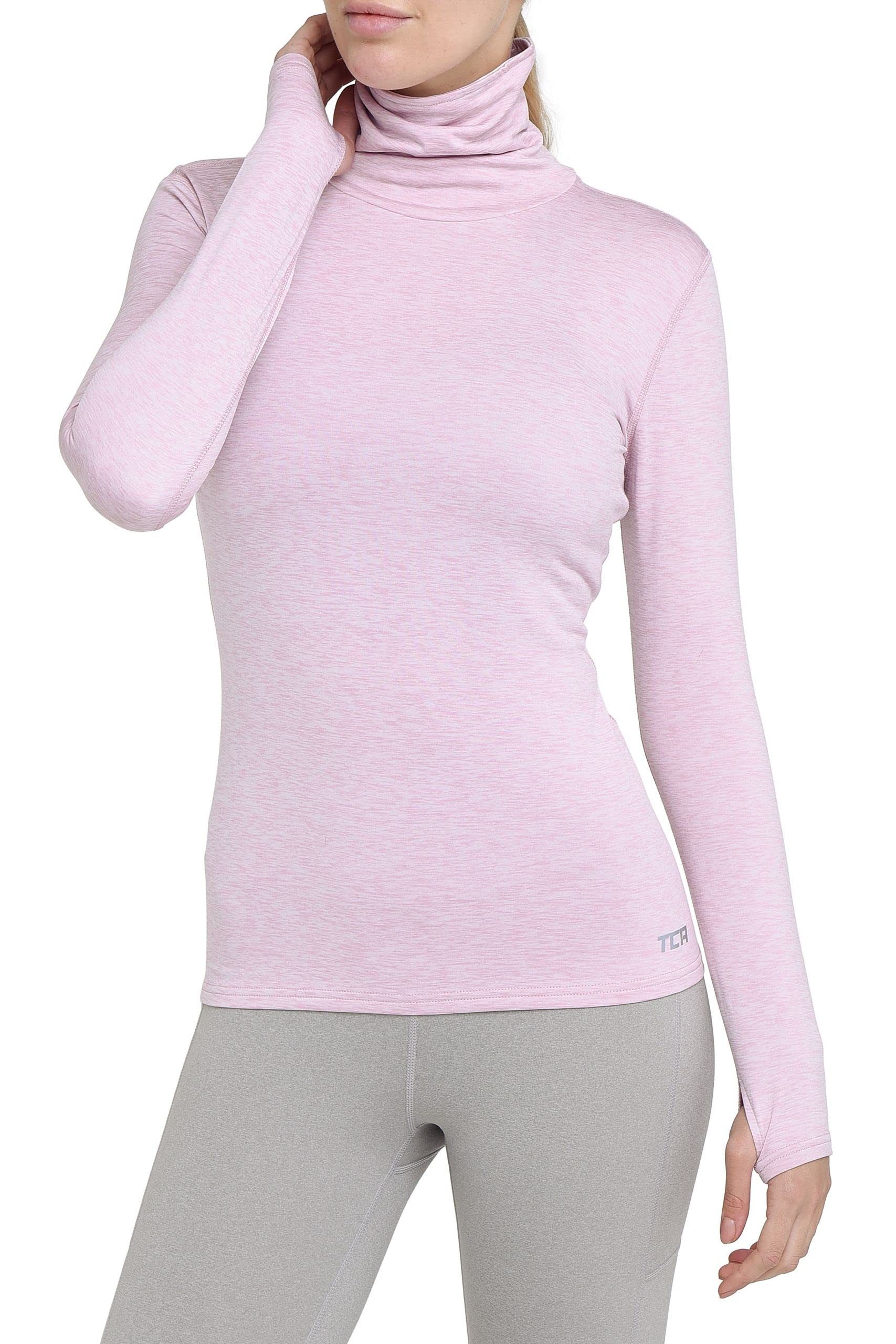 TCA Trainingsshirt TCA Damen Winter Laufshirt Langarm mit Reißverschluss - Lila, S (1-tlg)