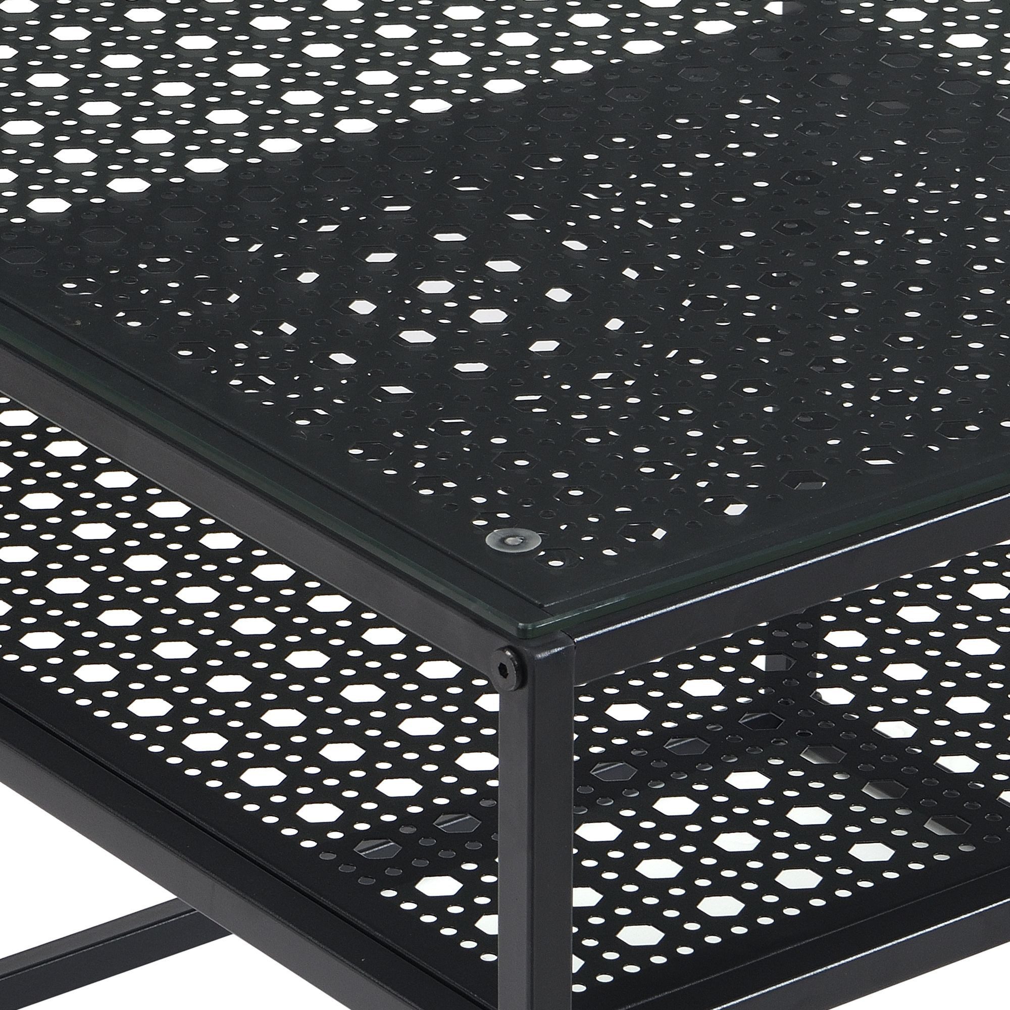 FINEBUY Couchtisch FB72738 Glas Metall 60 cm Quadratisch Wohnzimmertisch Ablage Modern (Sofatisch Glas Quadratisch 60 cm Schwarz Ablage), Wohnzimmertisch Indust – Bild 5 von 5