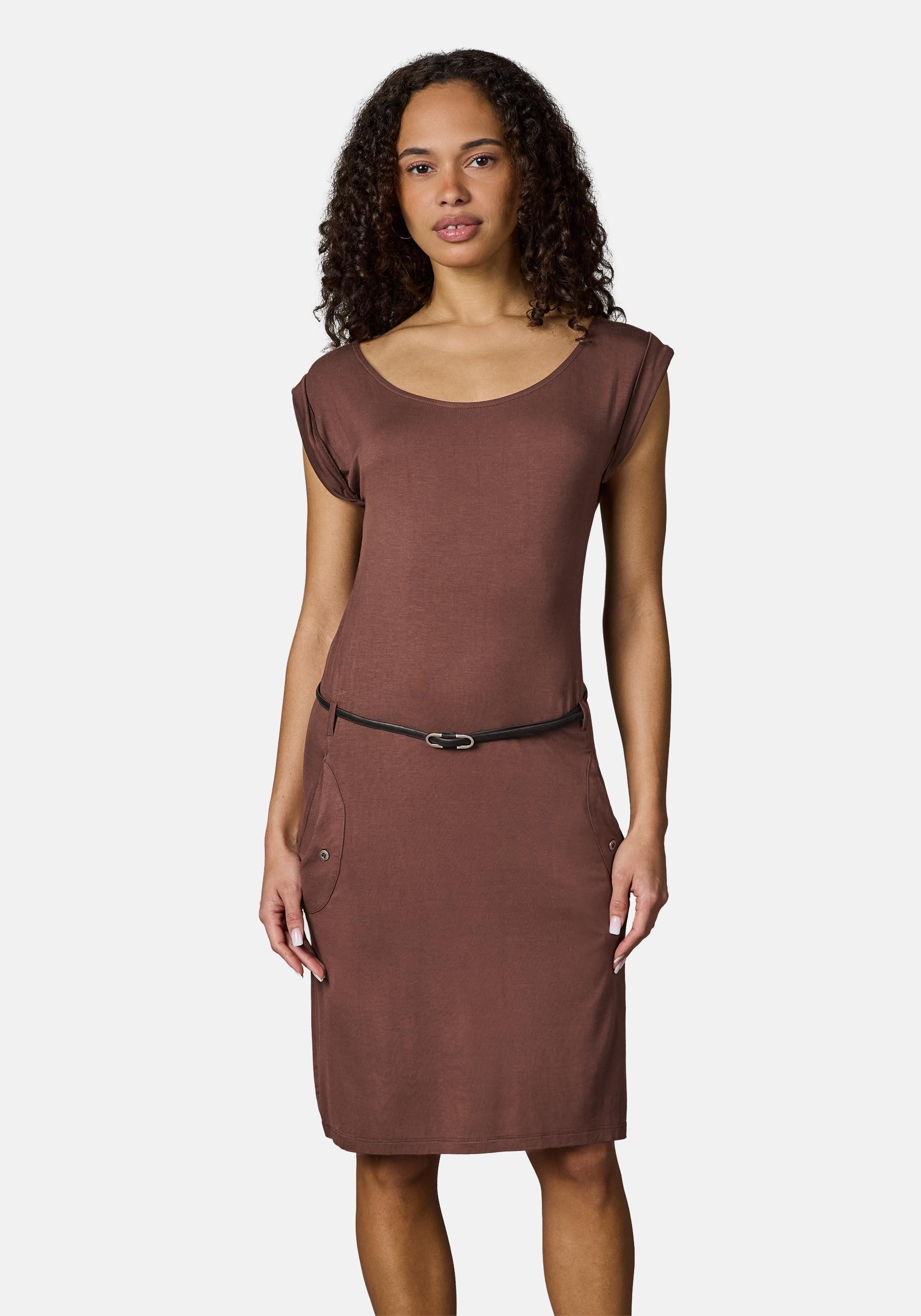 Ragwear Sommerkleid Tagg Damen Kurzarm-Kleid mit Taillengürtel und Taschen