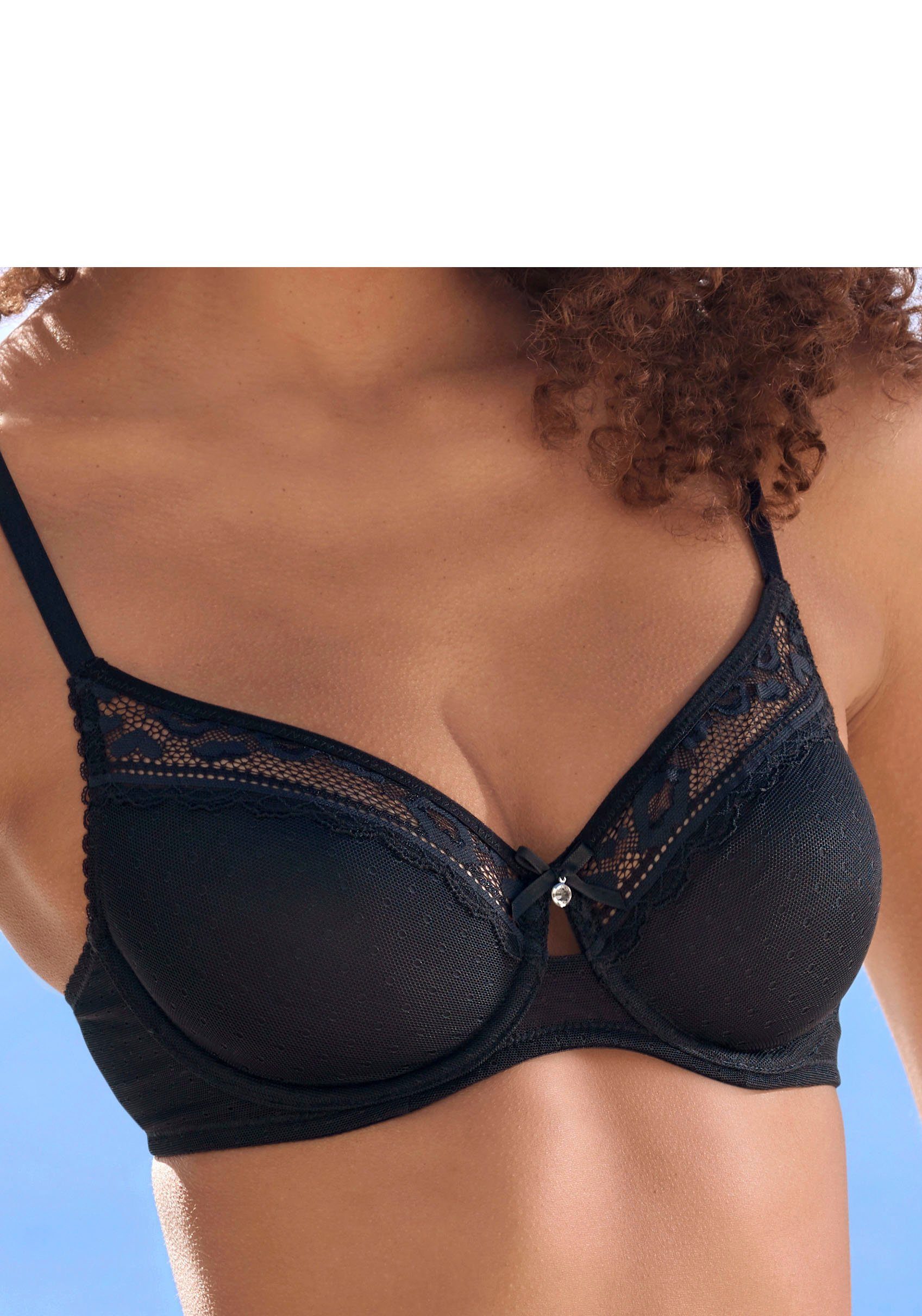 Vivance by Lascana T-Shirt-BH aus feinem Mesh-Material und Spitze in Leo-Optik, Dessous