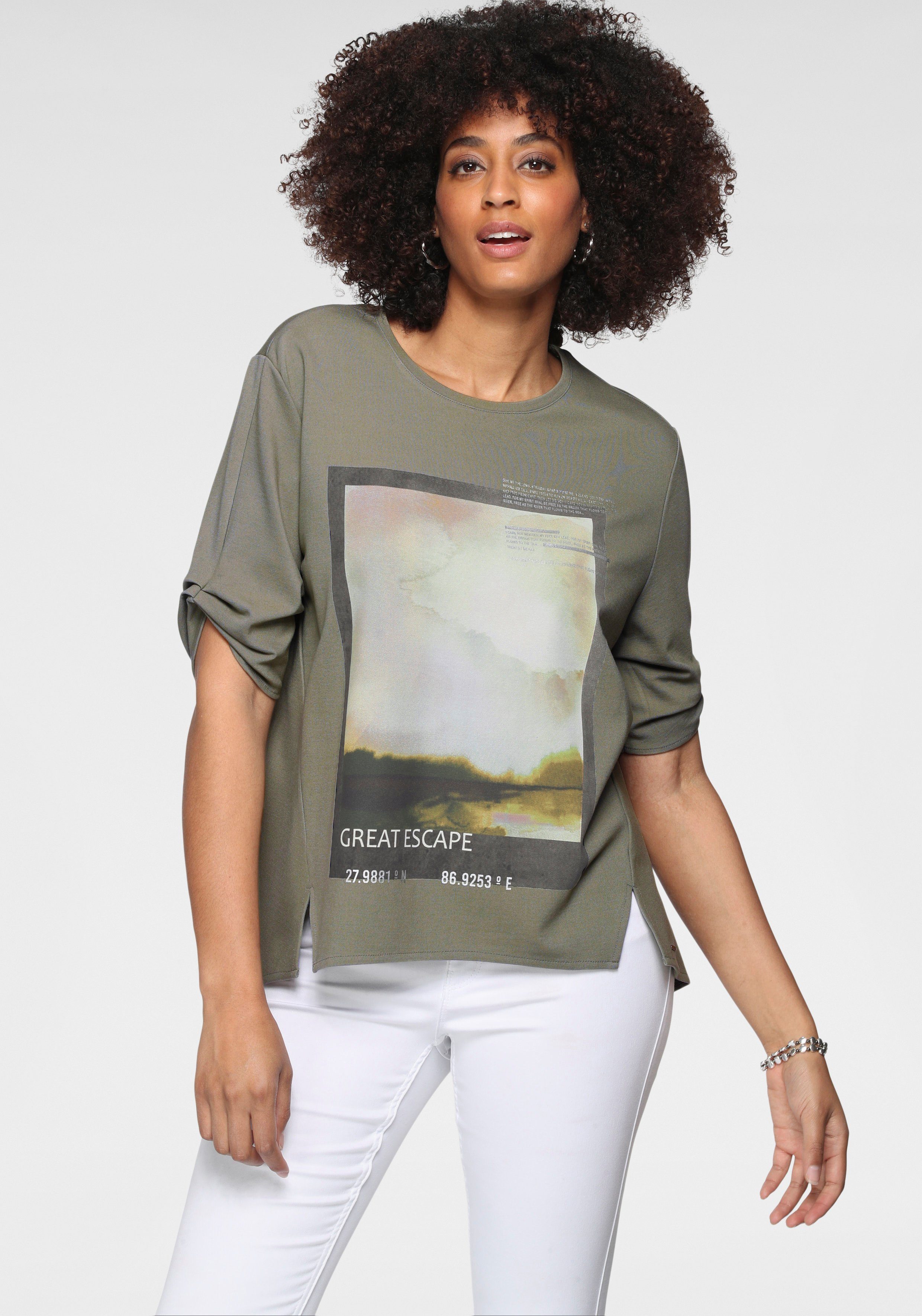 Taifun Rundhalsshirt mit Frontprint und Bluseneinsatz im Rücken online ...