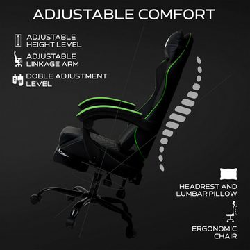 TITANO Gaming-Stuhl COBRA (Ergonomischer Bürostuhl mit verstellbarer Höhe, Kopfstütze, Lenden- & Memory-Foam-Kopfkissen, Armlehnen und Fußstütze. Racing PC Stuhl, 120kg Belastbar)