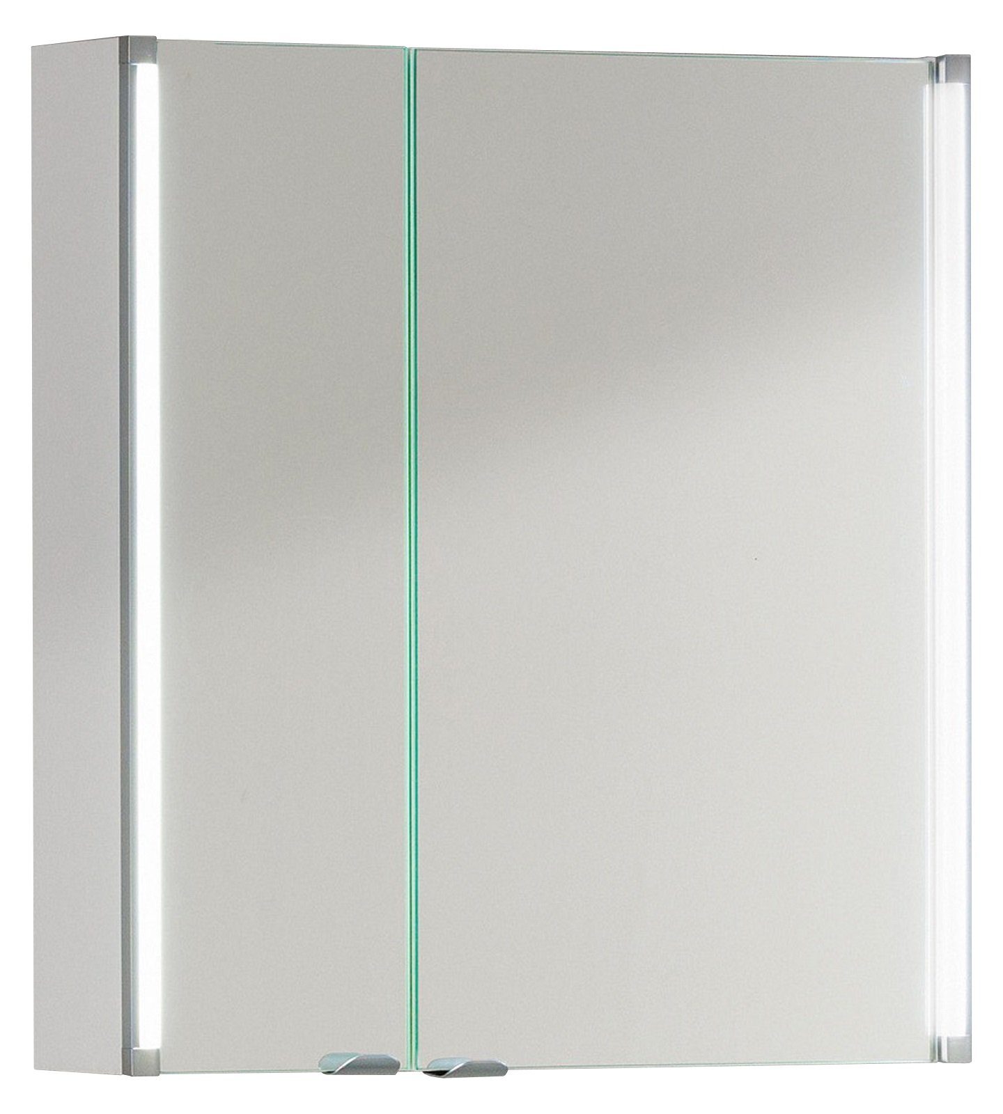 FACKELMANN Badezimmerspiegelschrank Fackelmann Spiegelschrank LED 61 cm weiß glanz Bad Schrank Spiegel