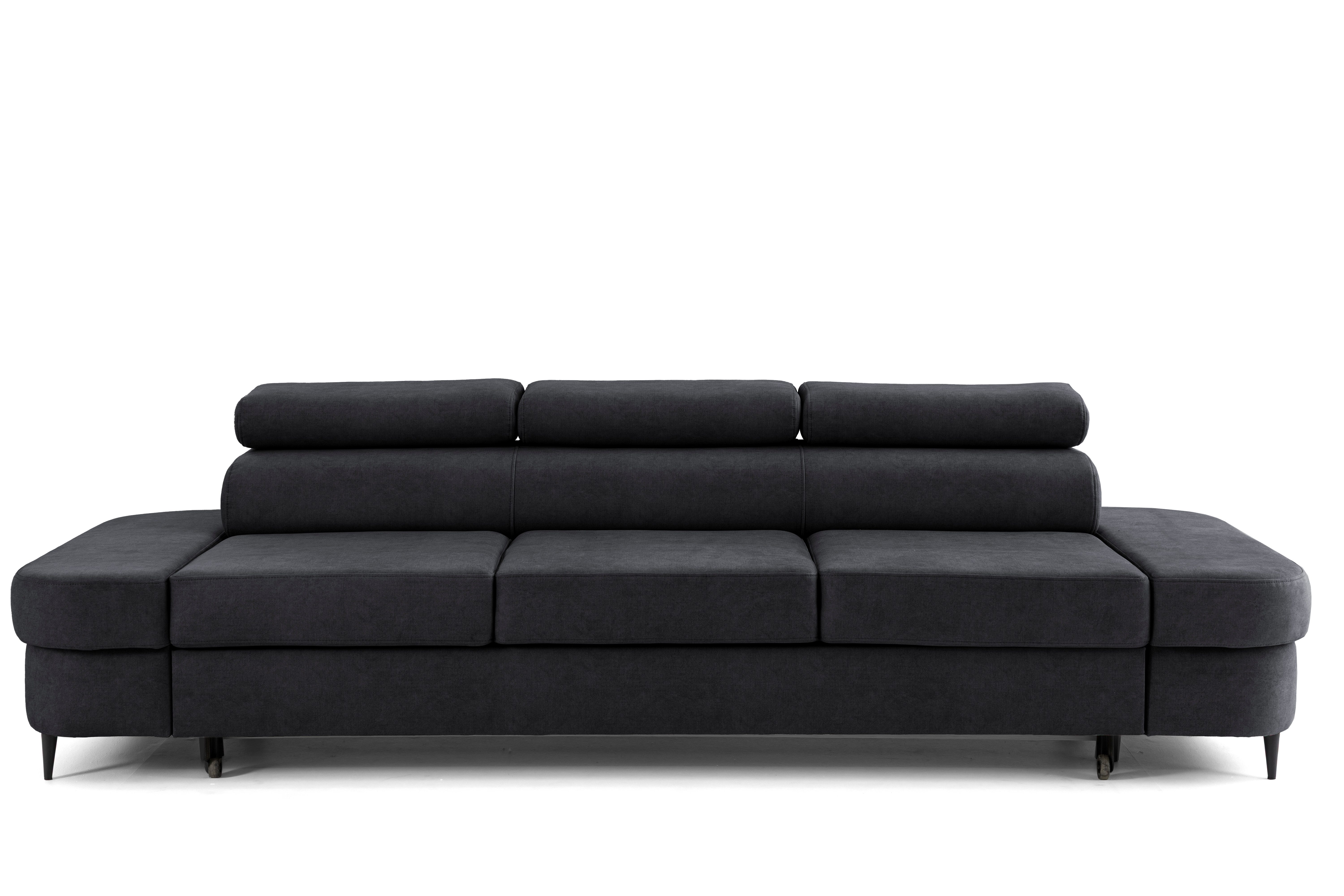 Muffo Sofa PRIAM, Modernes, minimalistisches Design, Sitzfüllung: T30-Schaum + gewellte Feder, Verstellbare Kopfstützen, Gelegentliche Schlaffunktion