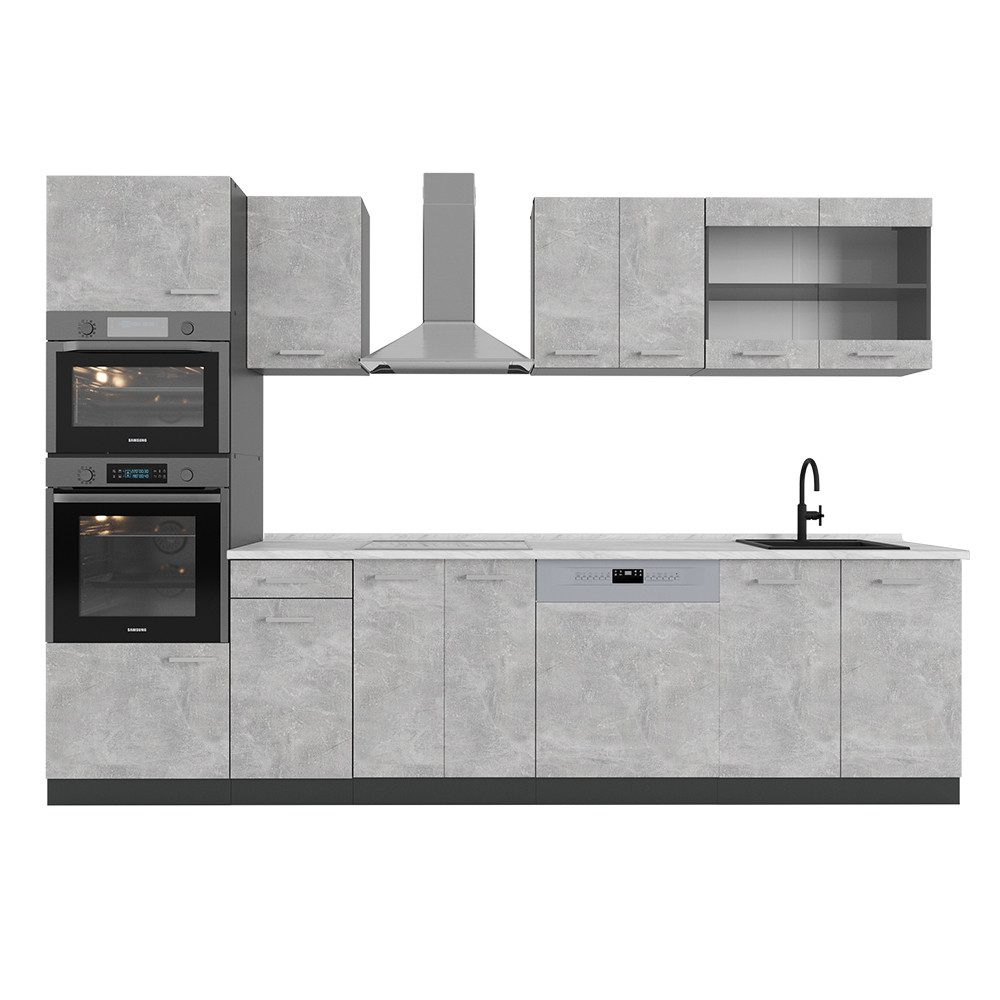 Vicco Küchenzeile R-Line, Beton/Anthrazit, 300 cm günstig online kaufen