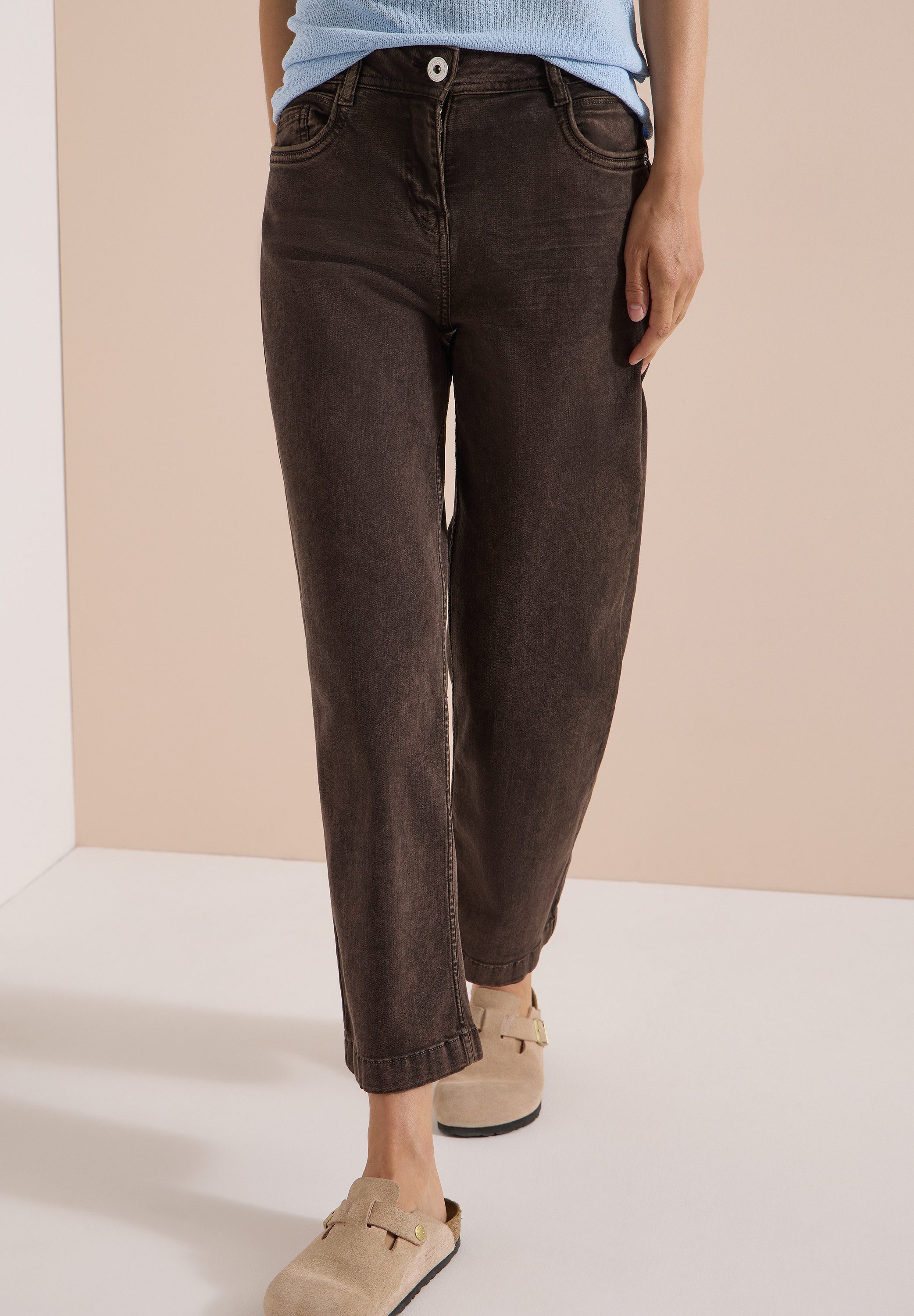 CECIL Loose-fit-Jeans Style Neele 7/8-Jeans, High Waist, Wide Leg, colored Denim
