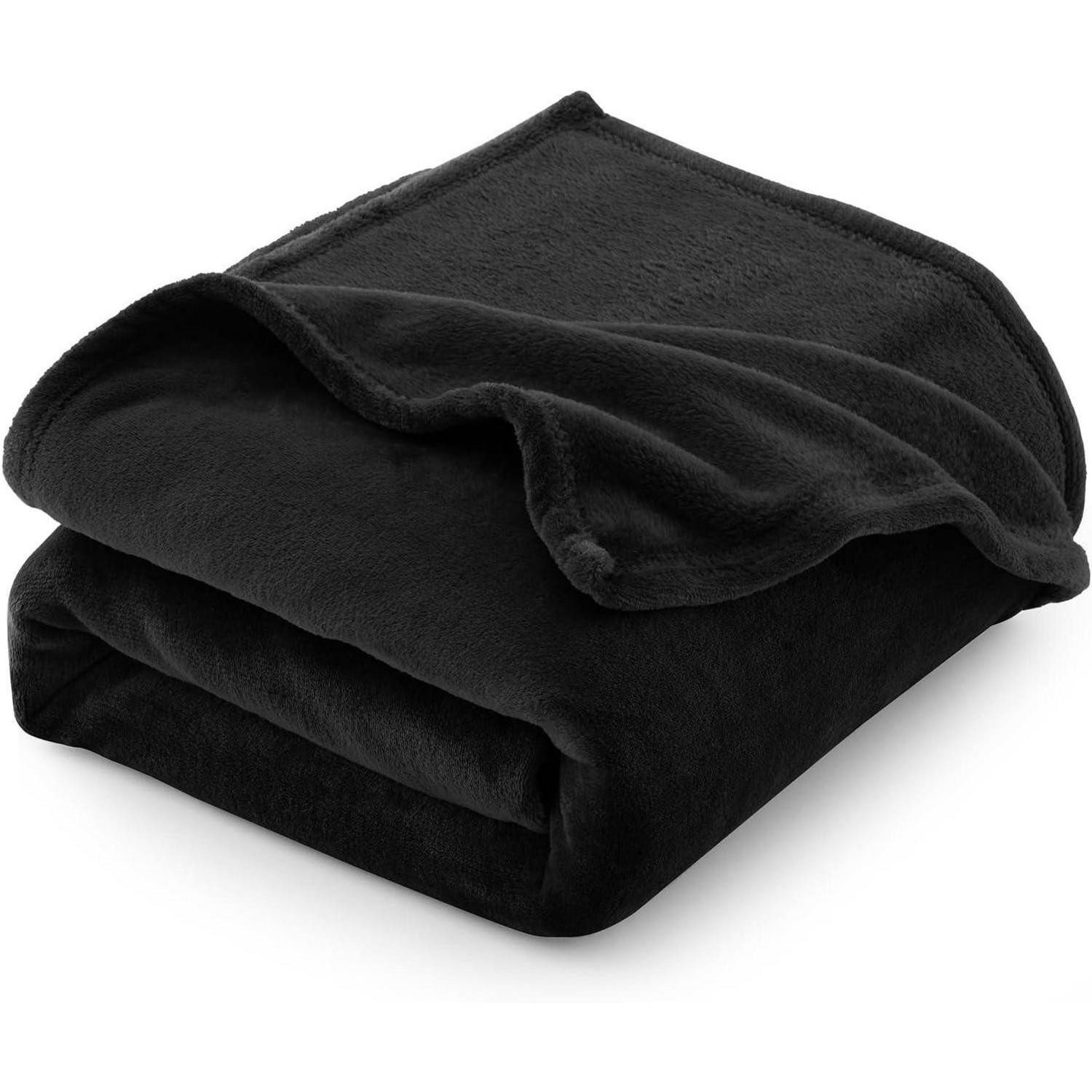 Wohndecke Kuscheldecke Sofadecke 150x200 Fleecedecke 150 x 200 cm Schwarz, LuxusKollektion