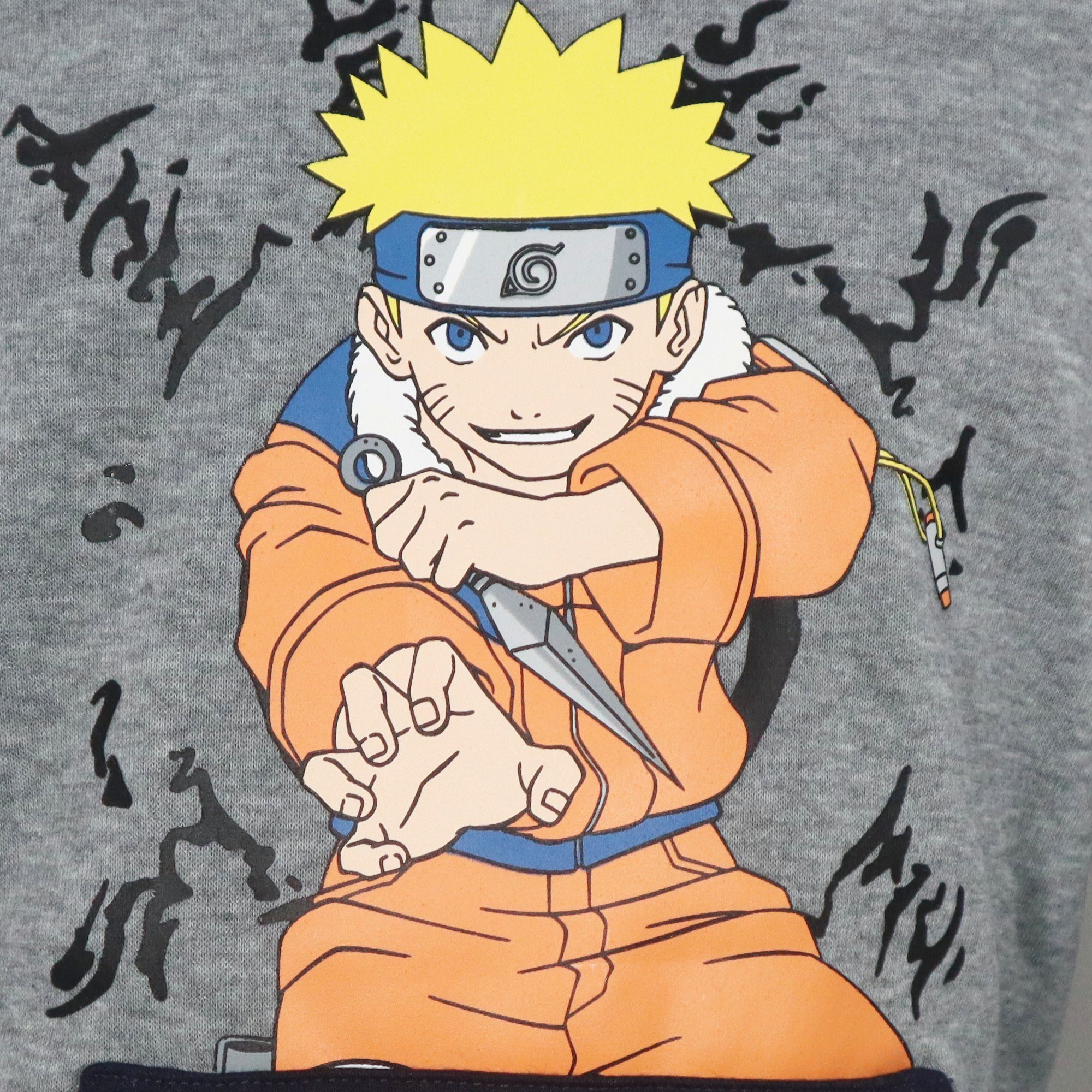 Grau Hoodie 98 Naruto Anime Shippuden Pulli 140 Fleece bis Kinder Gr. Naruto Kapuzenpullover