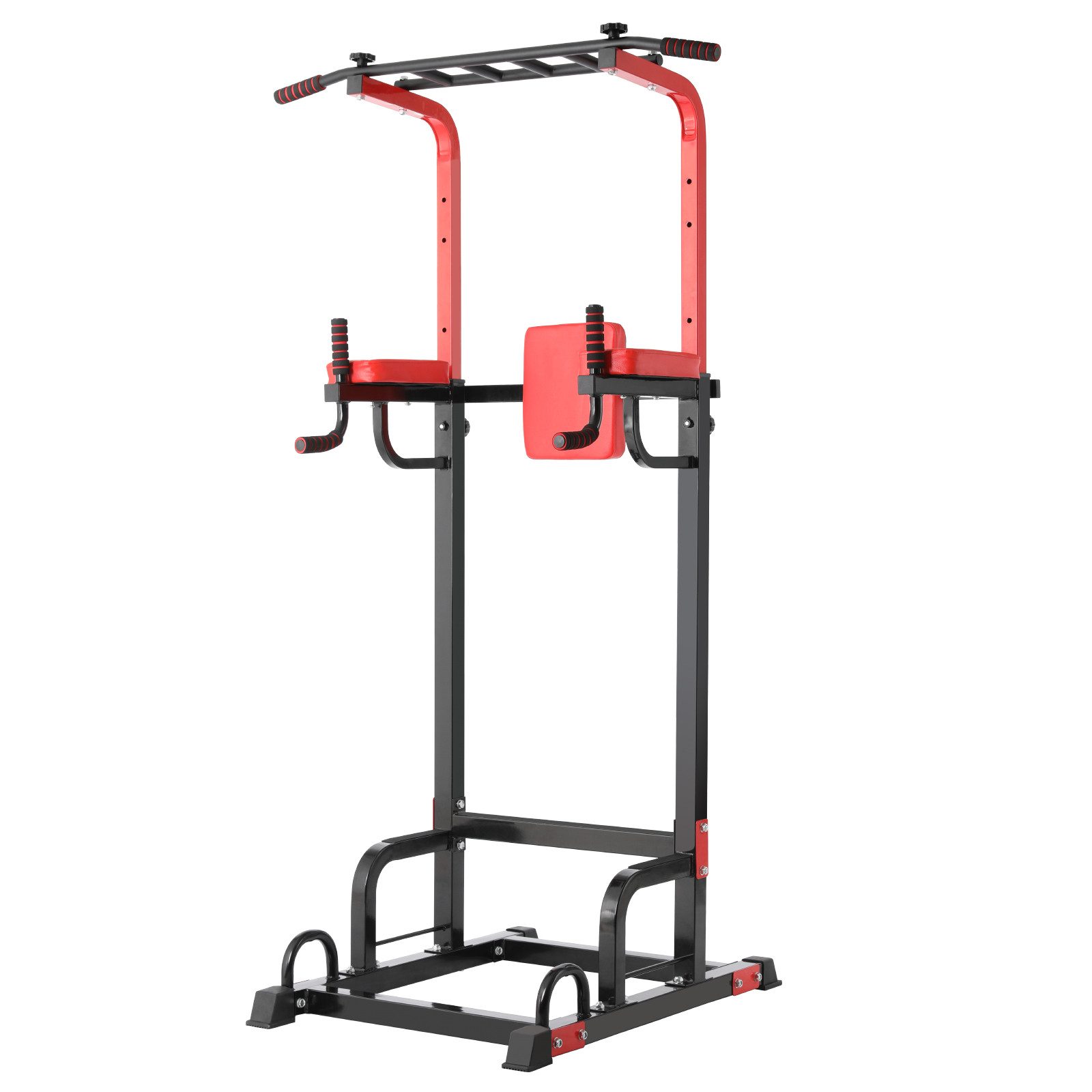 TLGREEN Kraftstation Trainingsstation, Fitnessstation, Power Tower für Training zuhause, 8-Stufig HÖhenverstellbar, Dipstange, Klimmzugstange,Rückenpolster
