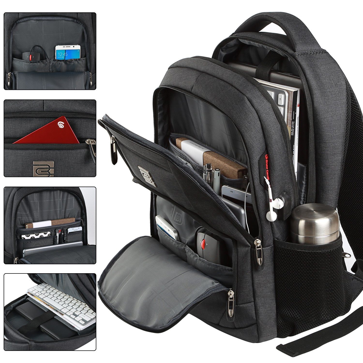 MODFU Laptoprucksack Laptop Rucksack Rucksäcke Schulrucksack Laptoptasche Wasserbeständig (Laptop Notebook Tasche Schule Uni Rucksack Freizeitrucksack, Anti-Diebstahl, Backpack mit Laptopfach, Sportrucksack, mit USB-Anschluss), Herren Damen Jungen Teenager Freizeit Arbeit Business Reisen