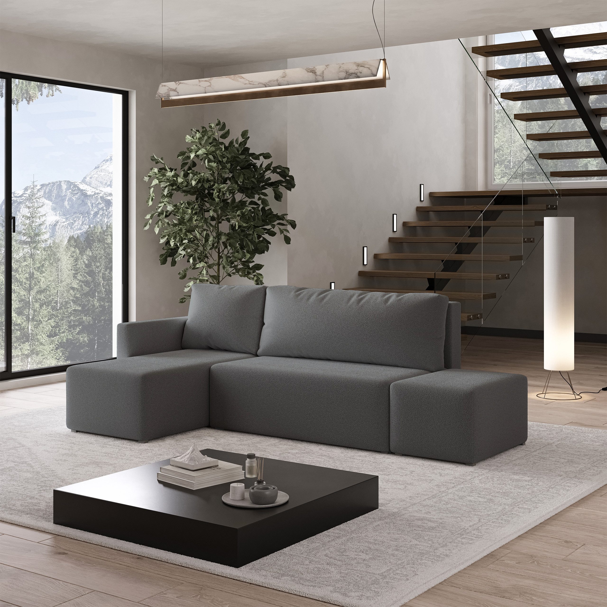 Masseno Ecksofa VELOTTI mit Schlaffunktion L-Form, Sofa mit Bettkasten