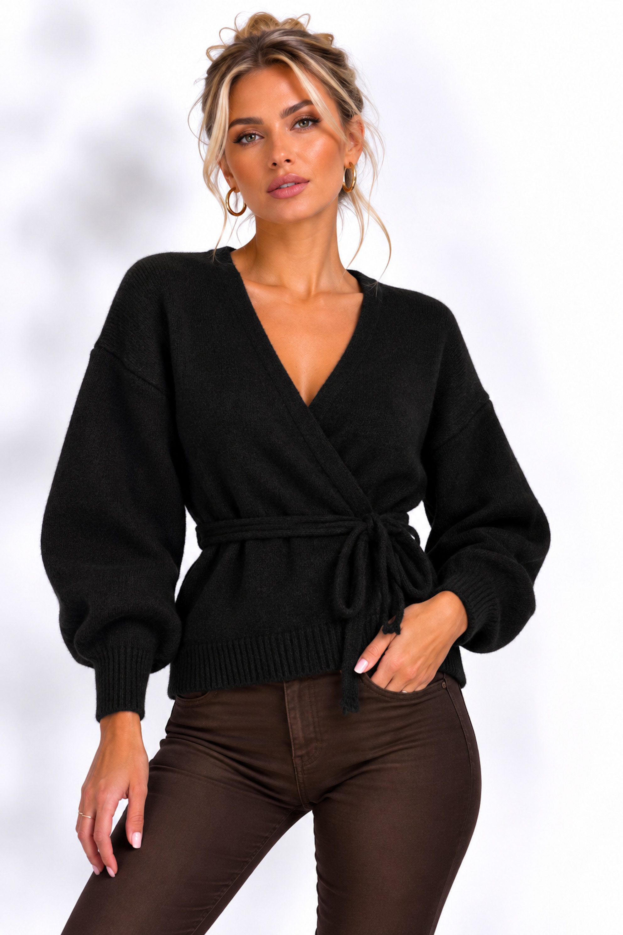 Worldclassca Cardigan Worldclassca Damen Wickelcardigan Cardigan Wickelstrickjacke Pullover Neue Kollektion - Stilvolle und gemütliche Strickmode für Damen