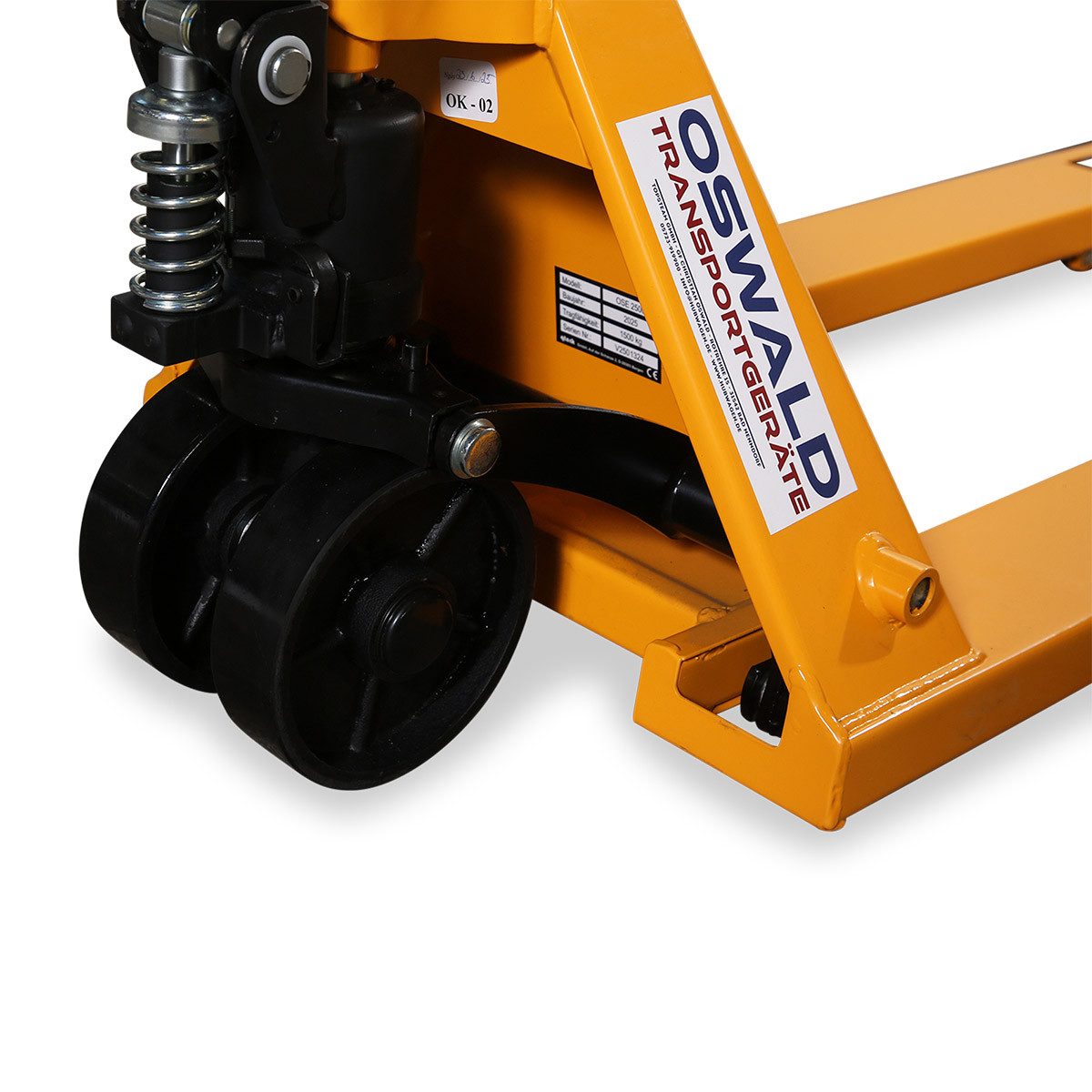 OSWALD Transport Equipment Pallet Truck HEU15 - 1500 kg - 1150 mm Fork Length - PU Wheels, (HEU15), easy operation and solid basic equipment