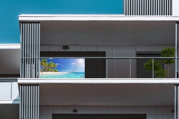 MuchoWow Balkonsichtschutz Strand - Meer - Palme (1-St) Balkonbanner, Sichtschutz für den Balkon, Robustes und wetterfest
