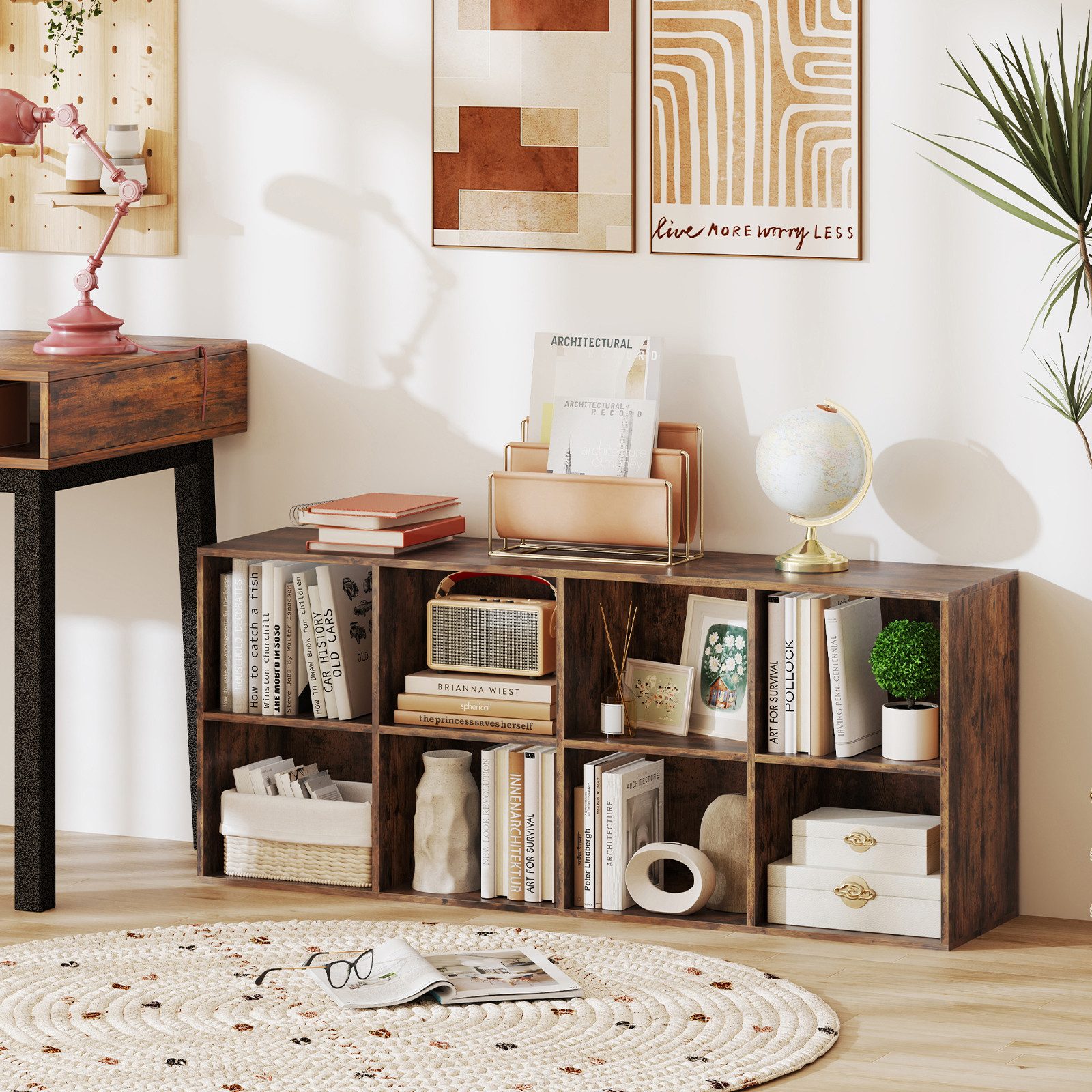 COSTWAY Bücherregal, Bücherschrank mit 8 Fächern 121,5x29x61cm günstig online kaufen
