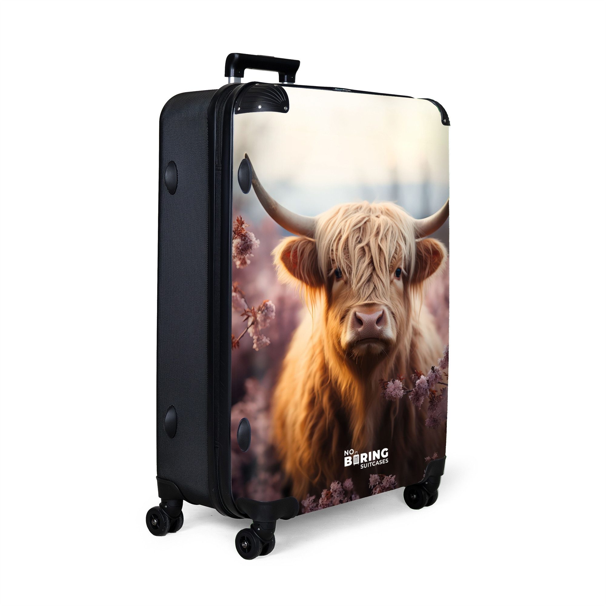 NoBoringSuitcases.com© Hartschalen-Trolley Schottischer Highlander mit rosa günstig online kaufen