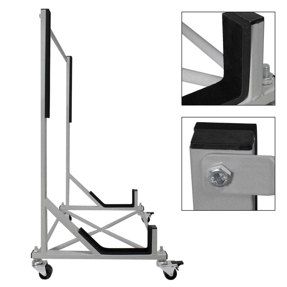 ECD Germany Standhalterung Hardtophalter mit 4 feststellbaren Rädern inkl. Bezug aus Stahl, (Hardtopständer mit Rädern Silber aus Stahl inkl. Cover)