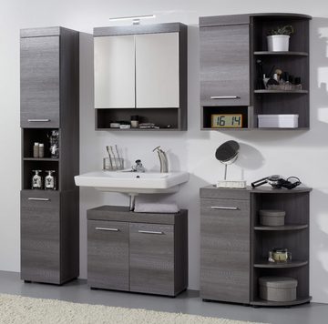 trendteam Waschbeckenunterschrank Runner (Badschrank in grau Rauchsilber, 58 x 57 cm) mit 2 Fächern