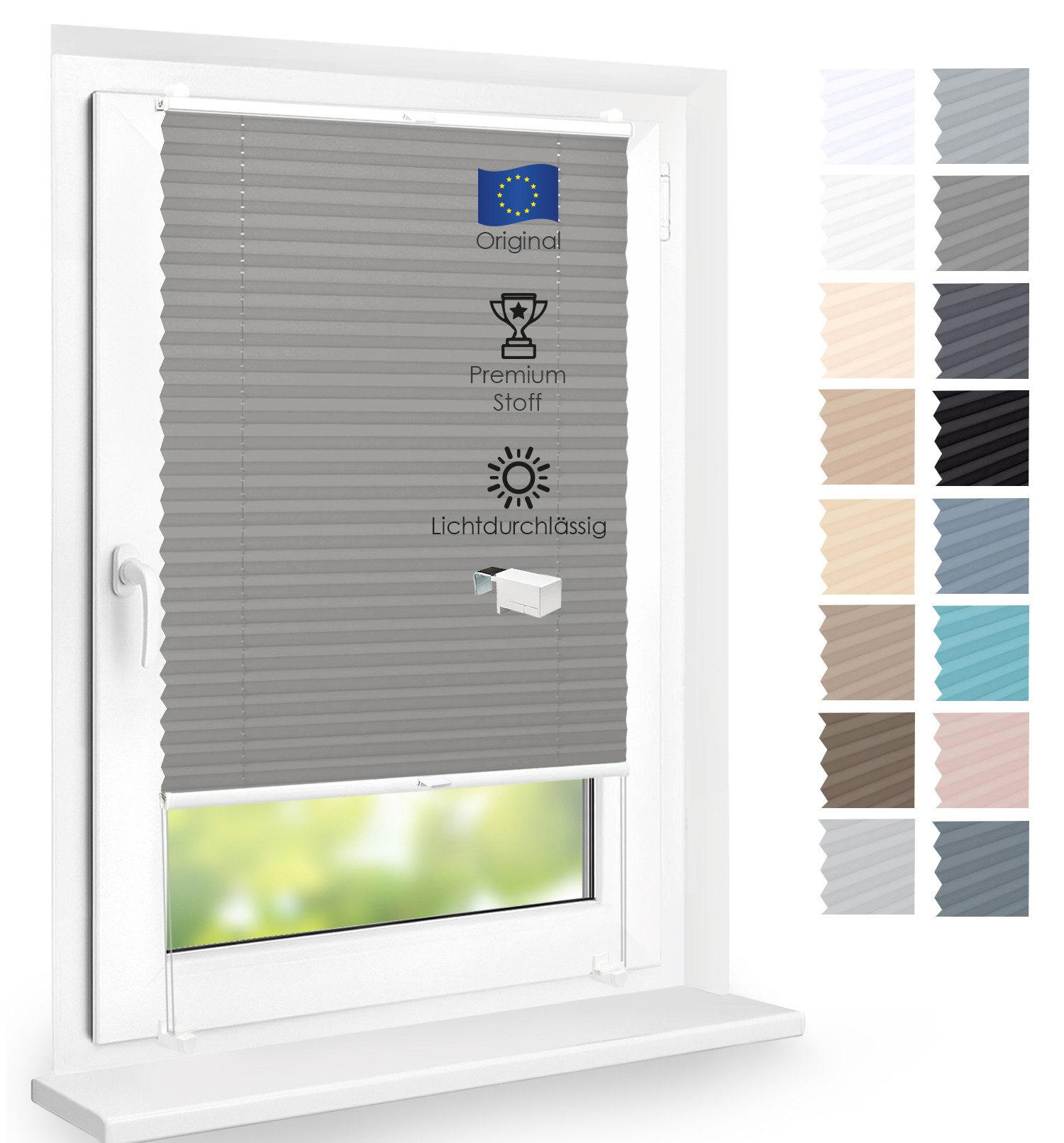 DomDeco Plissee Premium Plissee ohne Bohren, Sichtschutz, lichtdurchlässig, blickdicht, Klemmfix, Klemmfix, UV-beständig, modernes Design, stufenlos