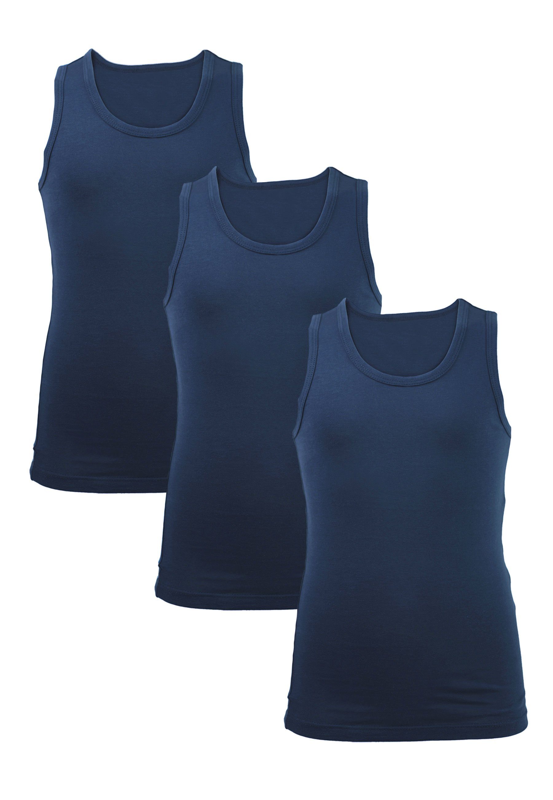 CARBURANT Unterhemd 3 Pack Unterhemden für Jungen blau (3er-Pack) aus reiner Baumwolle