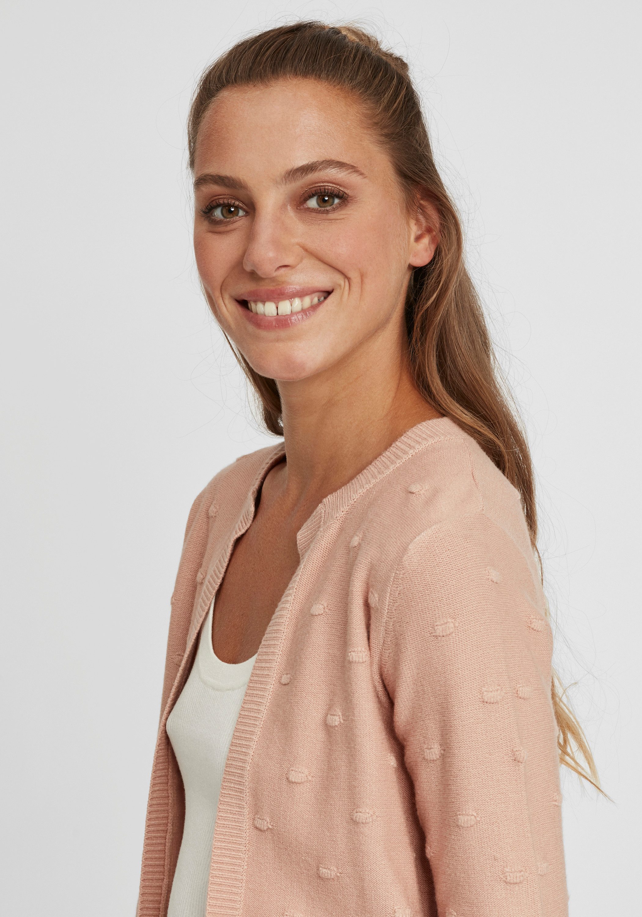 OXMO Strickjacke OXKalotta Strickjacke mit Punktmuster