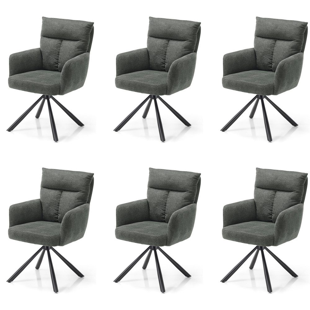Lomadox Stuhl NEWBURGH-119, 6er Set, 180° drehbar, Mikrofaser in grau