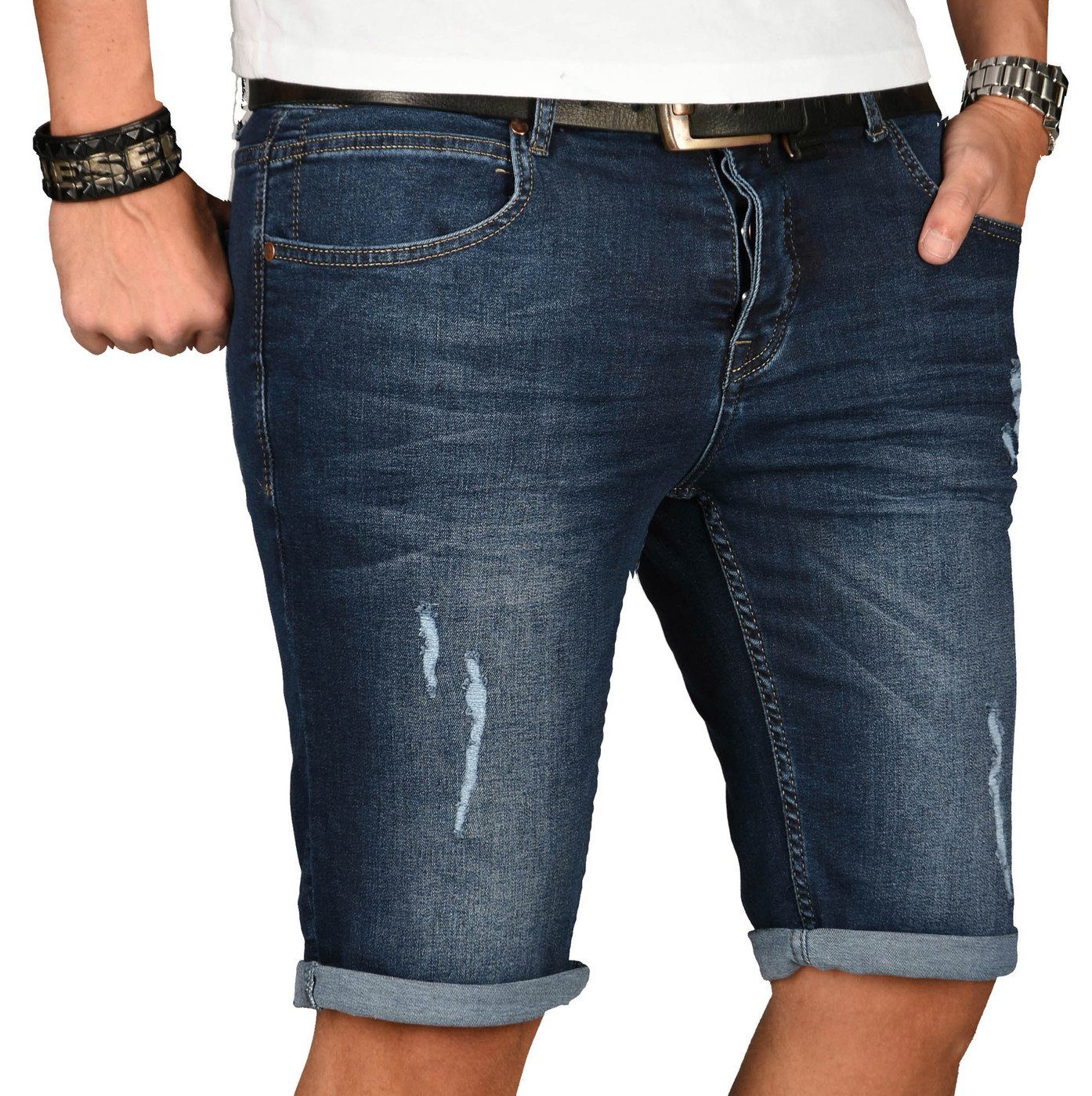 Jeansshorts Salvarini Alessandro nachtblau mit ASCanluca Stretch Elasthan