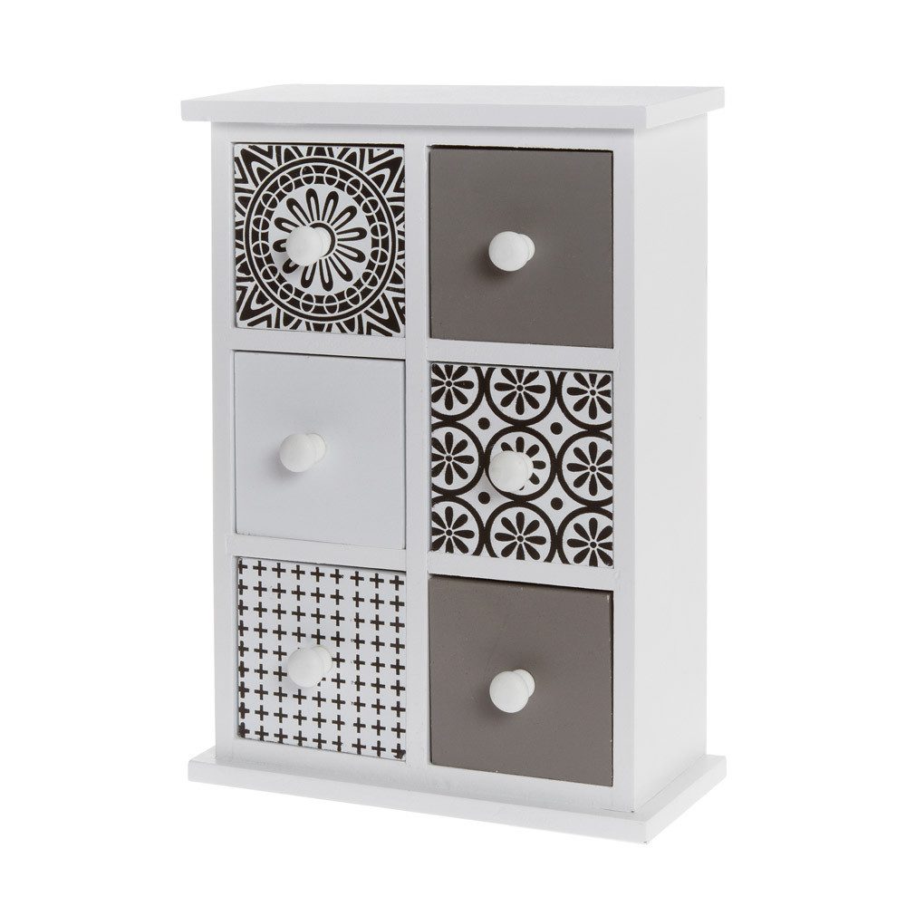 Grafelstein Schmuckkasten Minikommode FLORA schwarz weiß grau aus Holz Schm günstig online kaufen