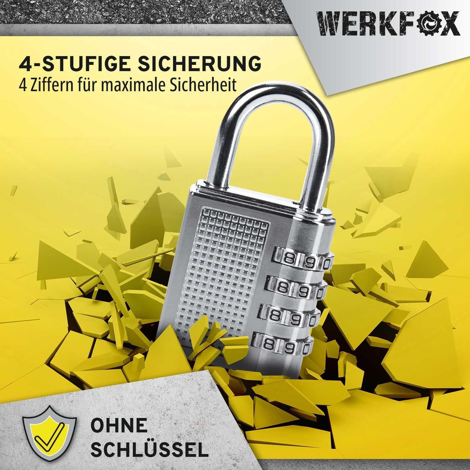 Goods+Gadgets Zahlenbügelschloss Reiseschloss mit Zahlencode – Sicheres Schloss für Taschen und Gepäck (Vorhängeschloss, 3-tlg., Reiseschloss), Kofferschloss