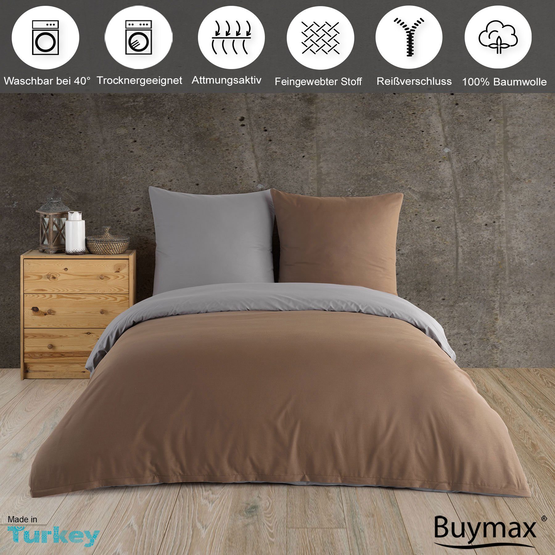 Buymax Bettwäsche Wendebettwäsche, Renforcé, 3 teilig, Premium 100% Baumwol günstig online kaufen