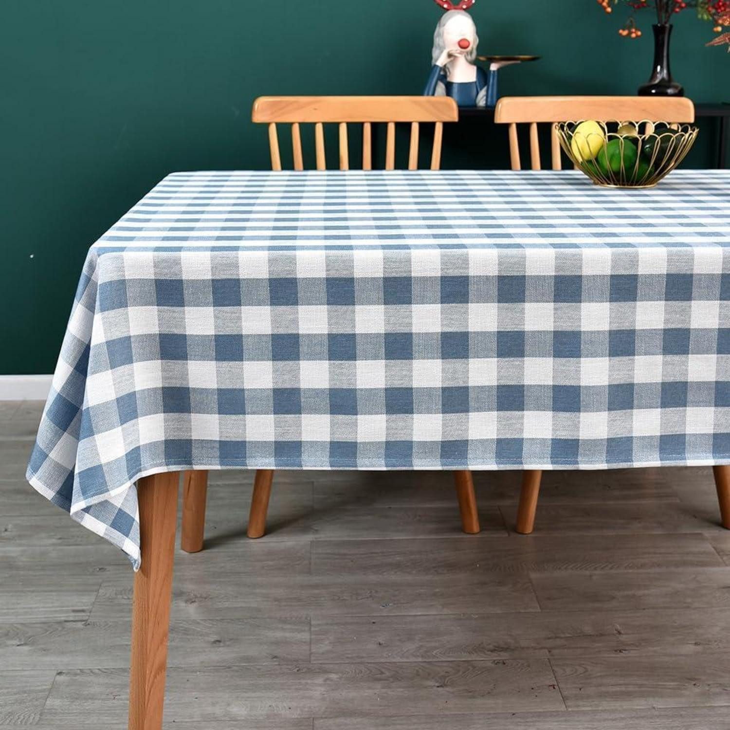 LuxusKollektion Tischdecke Tischdecke Kariert Blau Weiß 135x250cm Leinenoptik (1-tlg)