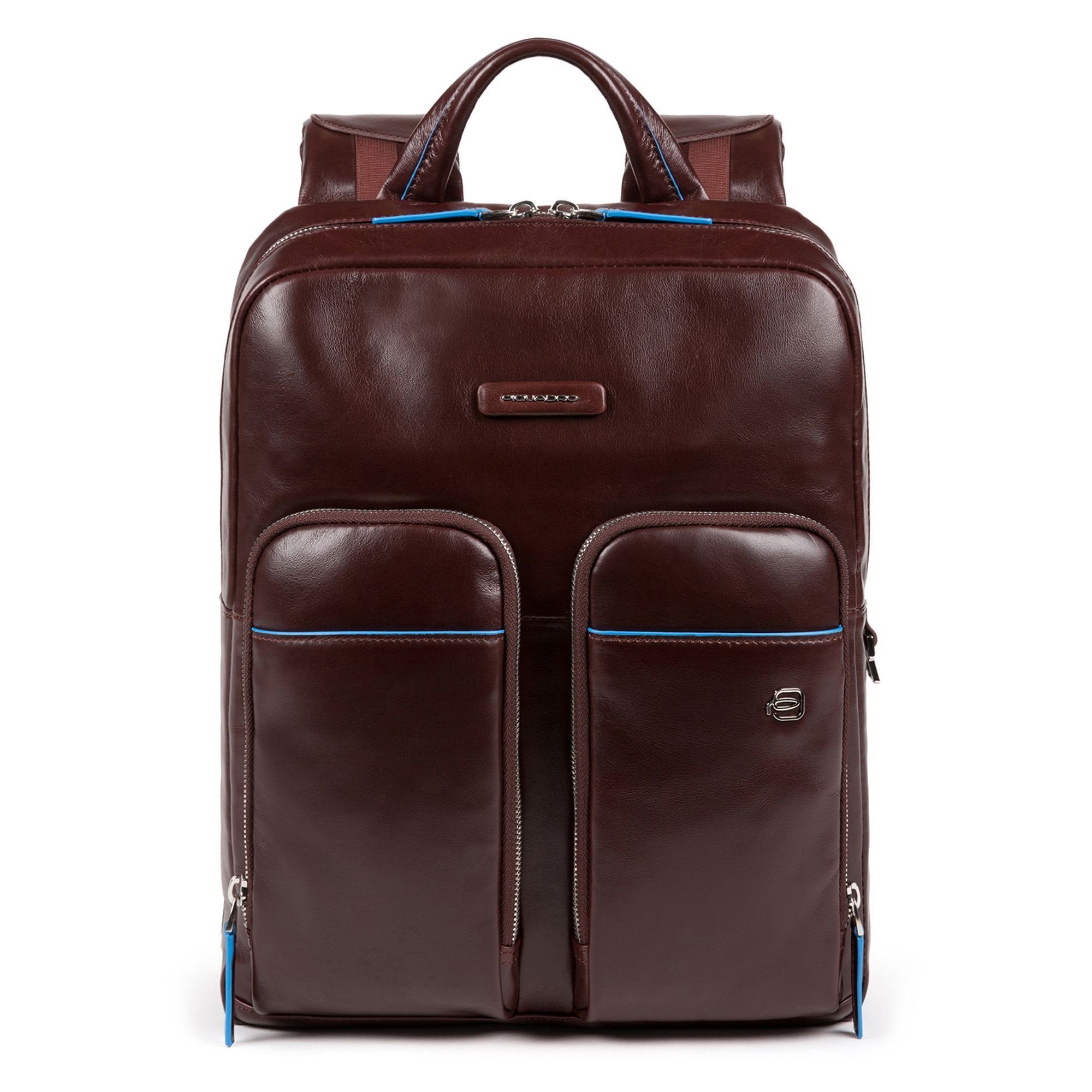 Piquadro Laptoprucksack Blue Square Revamp, mahogany Leder