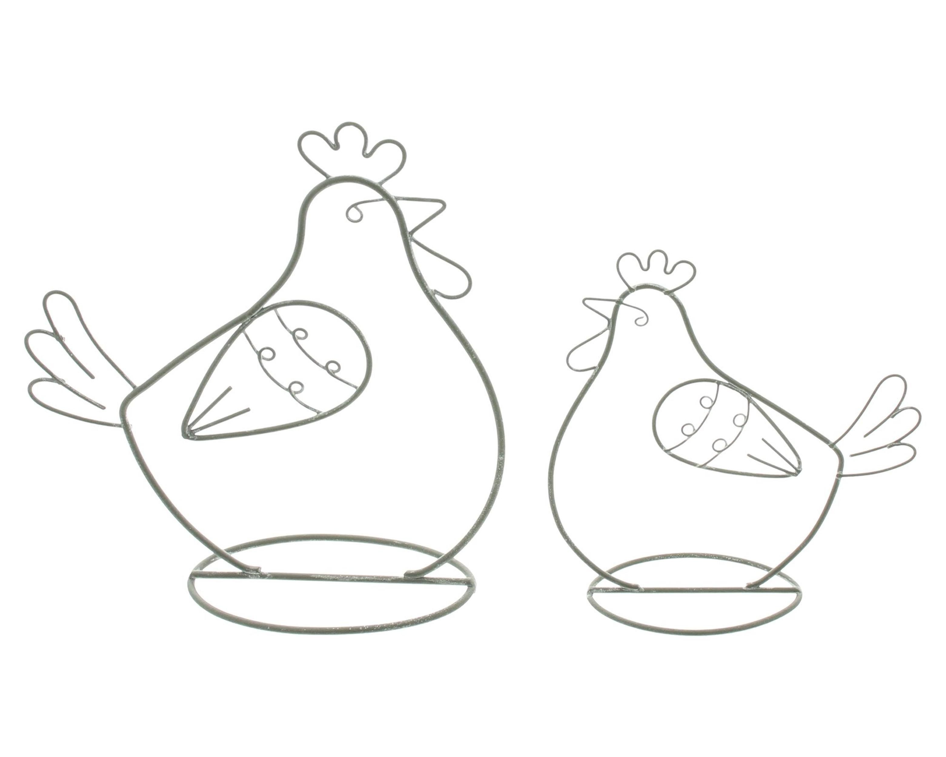 Dekoobjekt Metalldeko "Huhn", 2er Set
