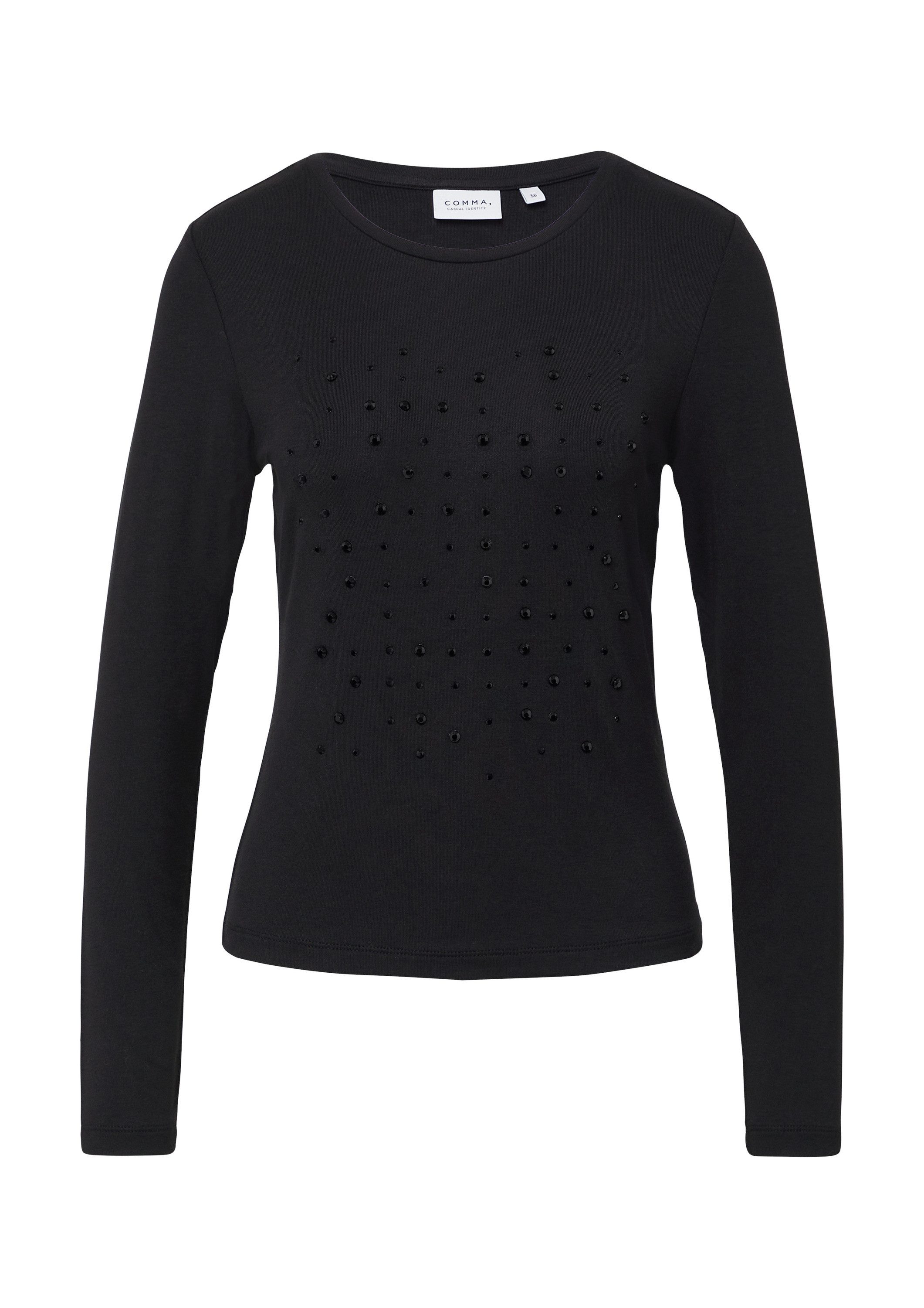 comma Langarmshirt T-Shirt Langarmshirt aus Jersey mit Schmucksteinen günstig online kaufen