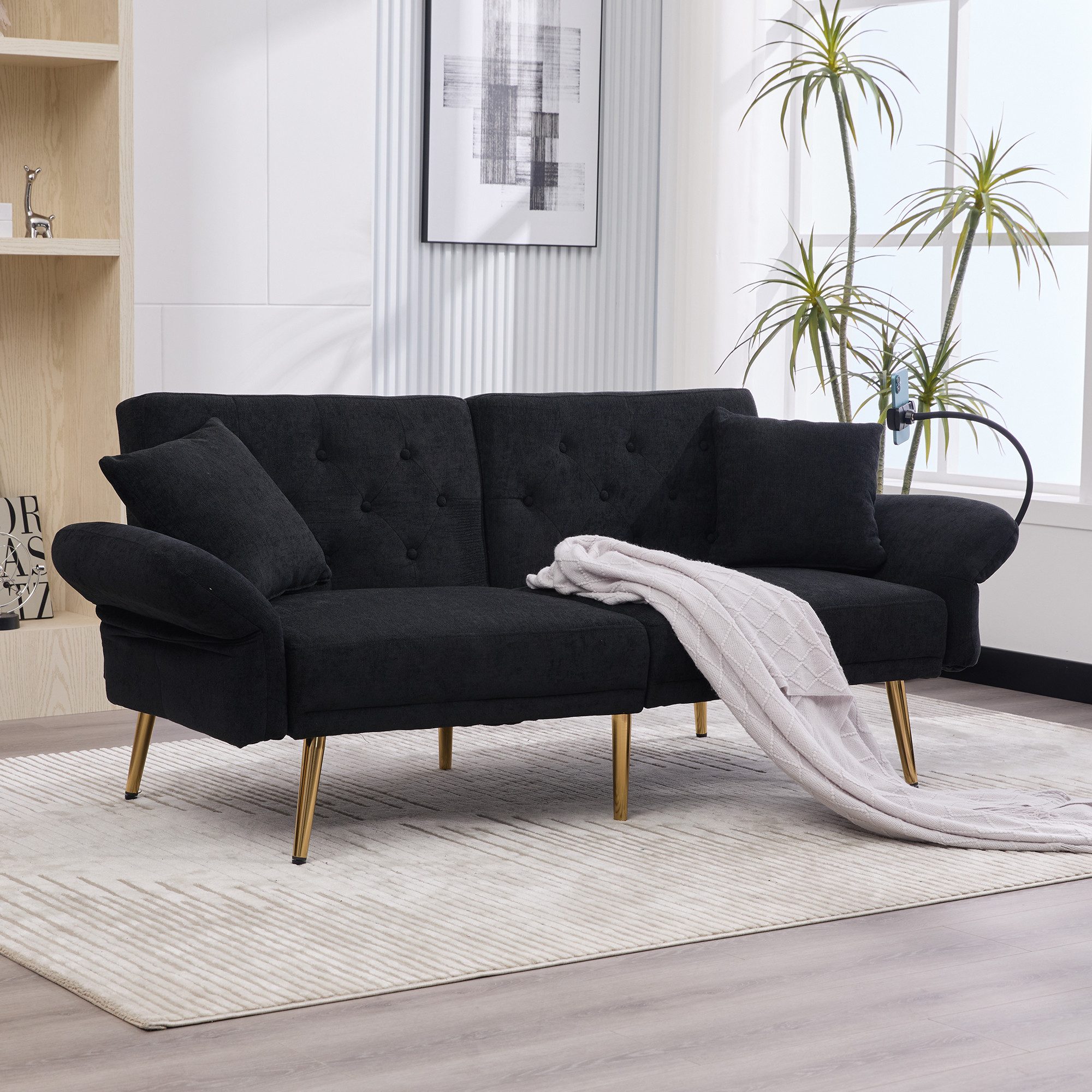 Leawin Sofa Multifunktionales Sofa mit Bettfunktion – Modernes Sofa für Wohnzimmer