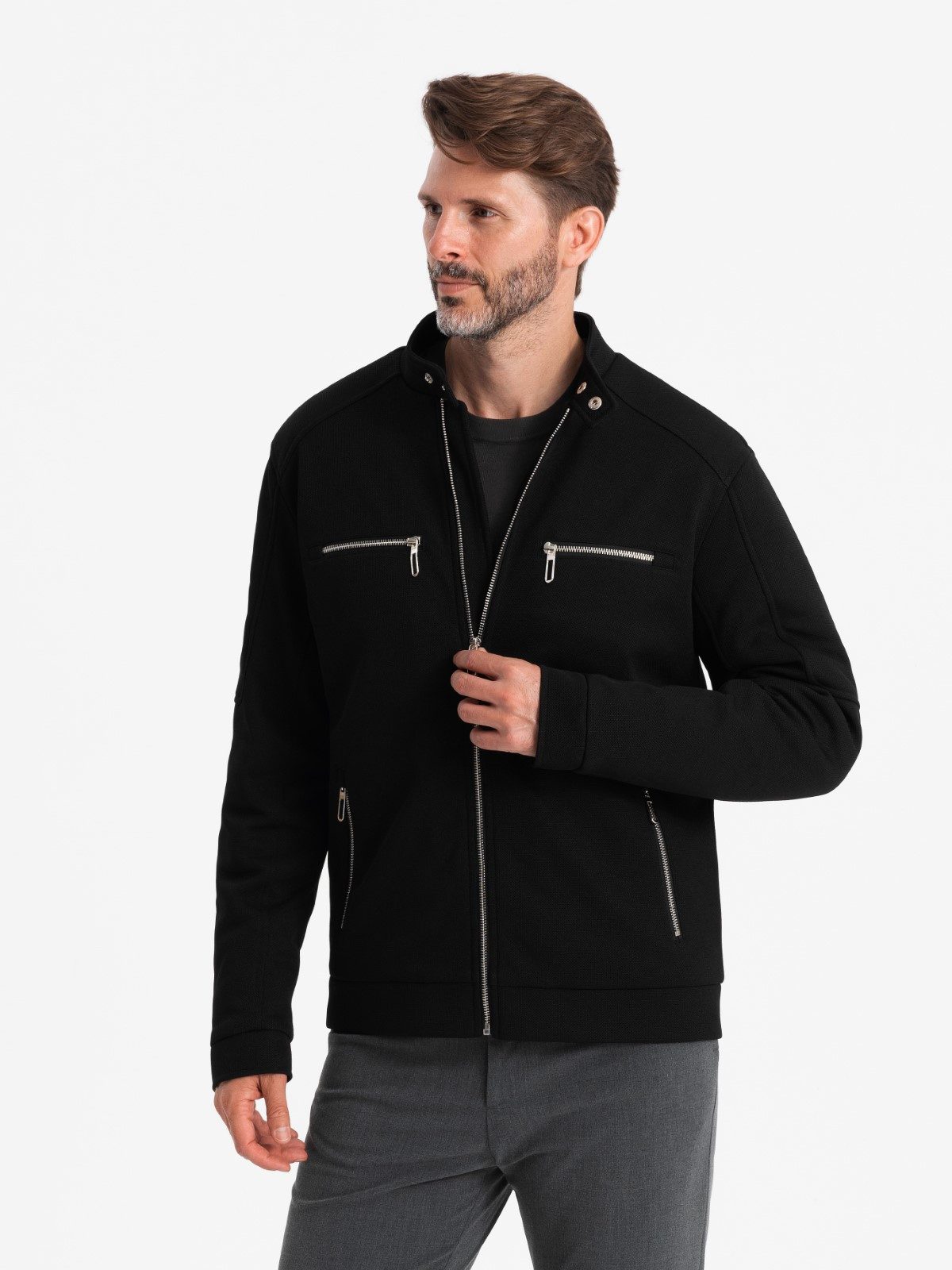 OMBRE Bikerjacke Bikerjacke mit Stehkragen günstig online kaufen