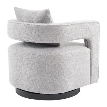 Merax Drehsessel mit Rückenkissen, Einzelsessel aus Bouclé-Stoff, Loungesessel mit 360° Drehfunktion, Polstersessel, Einzelsofa