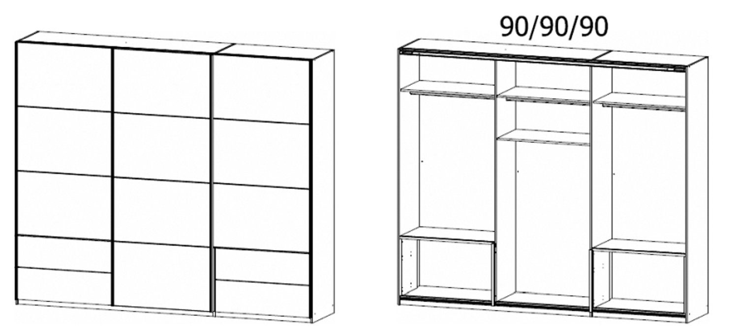 Schrank) LIV'IN x RIMINI, Schubladen Türen, 4 B cm, H Alpinweiß, cm Schwebetürenschrank (1 3 230 271