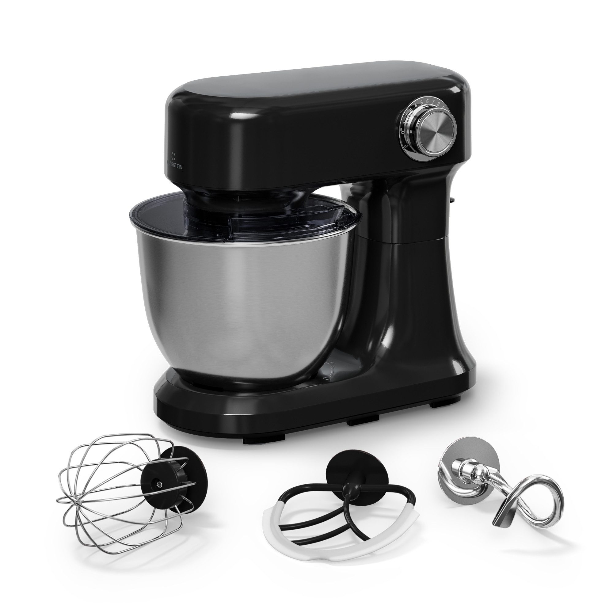 Klarstein Küchenmaschine, 1500 W, 5 l Schüssel, Kompakt Küche maschine 5 L 12 Stufe Pulsfunktion 1500 W Schwarz