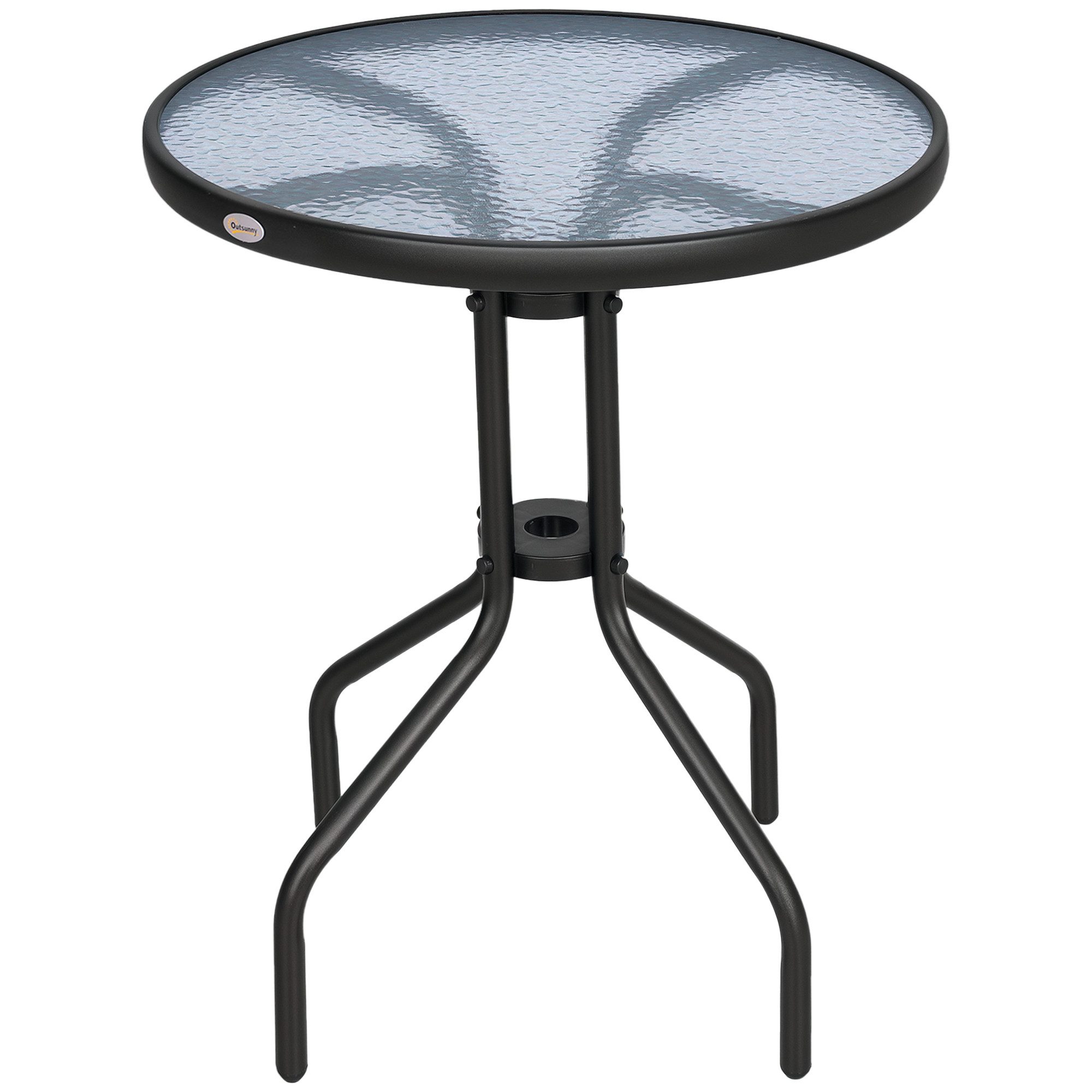 Outsunny Gartentisch Glastisch Beistelltisch Metall+Sicherheitsglas (Esstisch mit Wasserkräuselung-Muster, 1-St., Wetterfest Balkontisch aus Metall), Modernes Design, ideal für Garten und Balkon