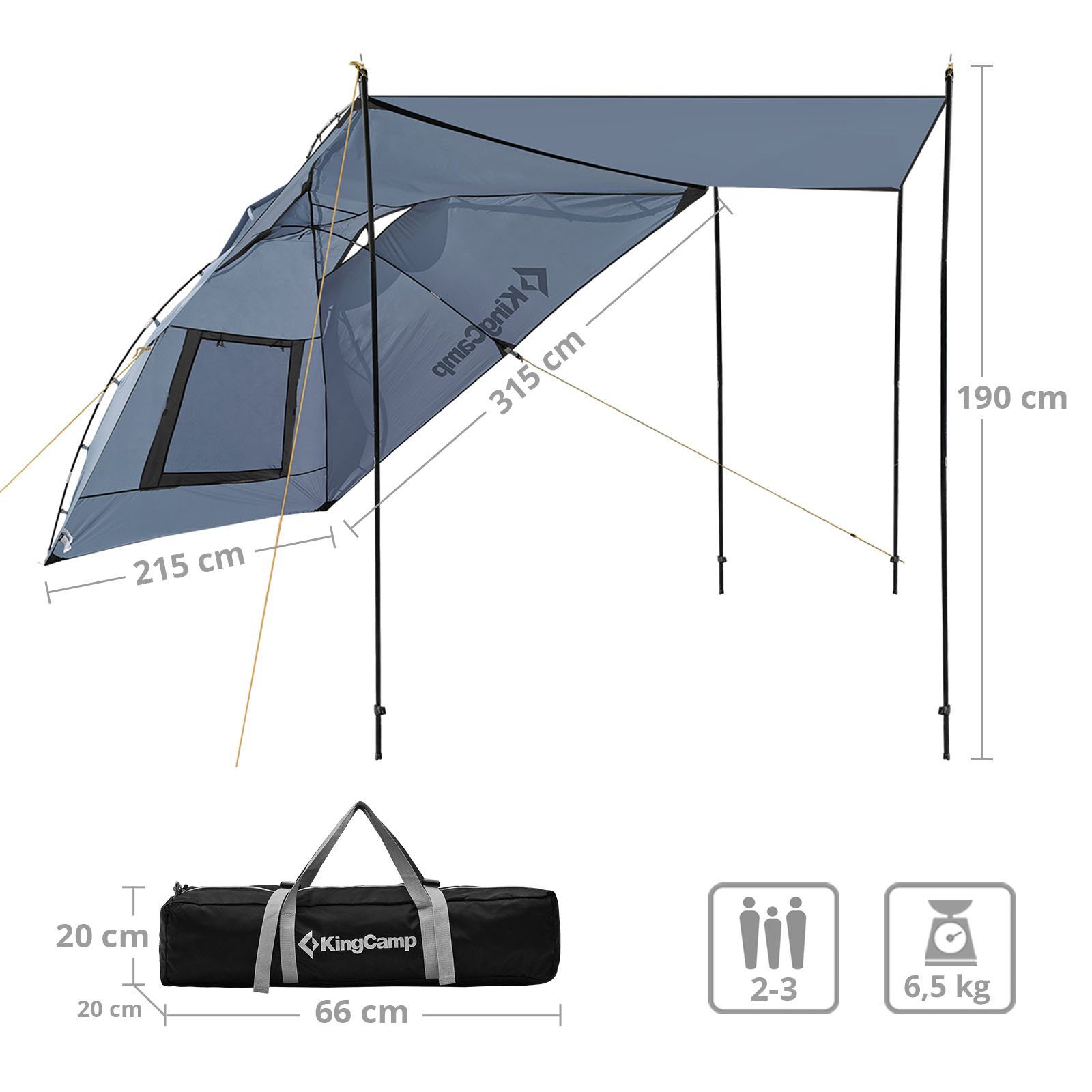 Zelt plus Heckzelt SUV Van VW Vorzelt Compass Windschutz, Vor KingCamp Pavillon Tarp Bus