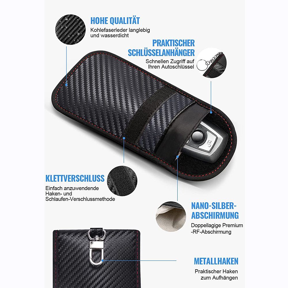 Schlüsseltasche,Keyless Go Schutz Autoschlüssel, 2er Pack Mini RFID  Autoschlüssel Schutz Keyless Go Schutzhülle Funkschlüssel Abschirmung