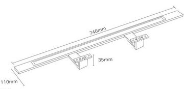 kalb Spiegelleuchte LED Badleuchte schwarz 740mm Spiegellampe Spiegelleuchte Aufbauleuchte, warmweiß